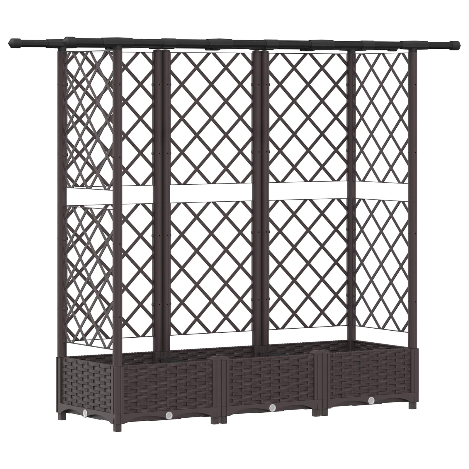 Magasított ágy trellis-szel és tetővel barna 164 x 40 x 123 cm