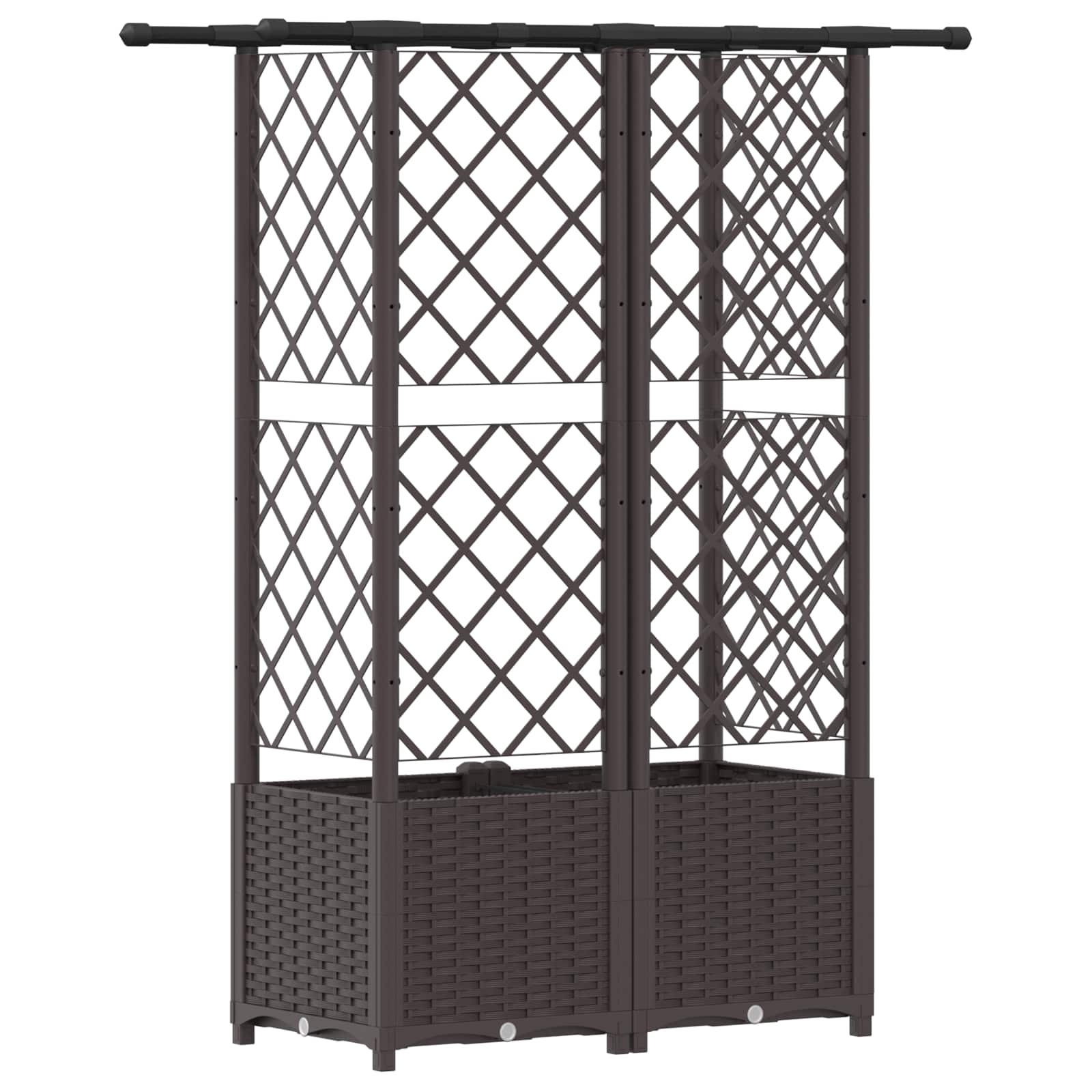 Magasított ágy trellis-szel és tetővel barna 124 x 40 x 138 cm
