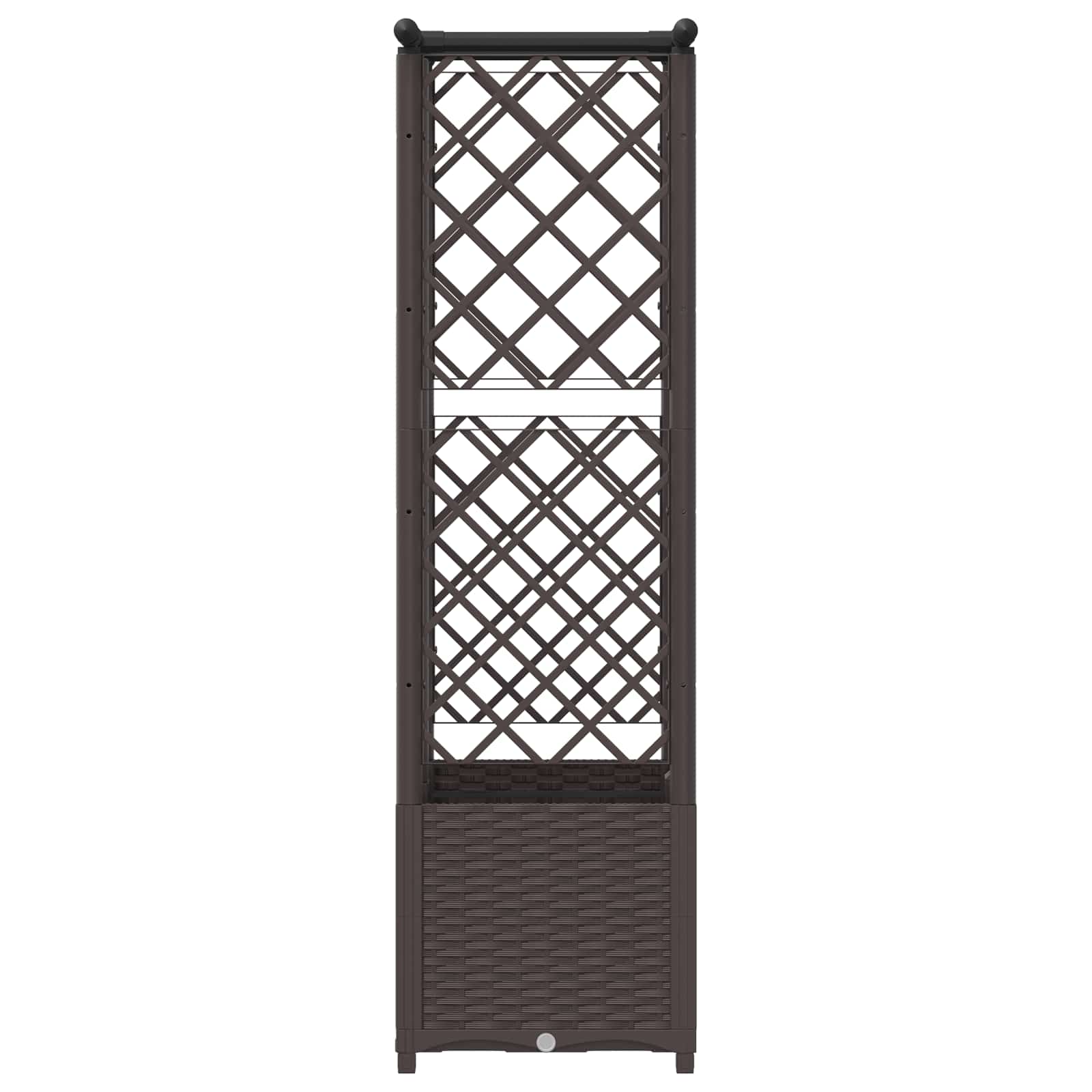 Magasított ágy trellis-szel és tetővel barna 124 x 40 x 138 cm