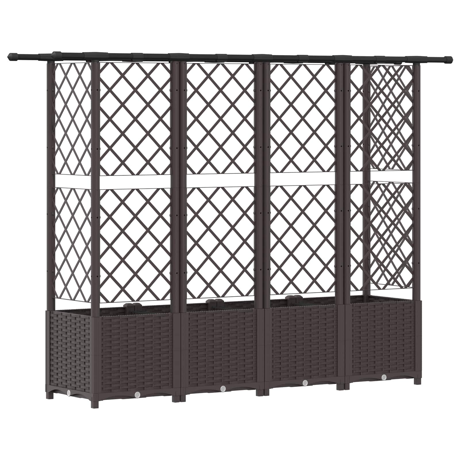 Magasított ágy trellis-szel és tetővel barna 202 x 40 x 138 cm