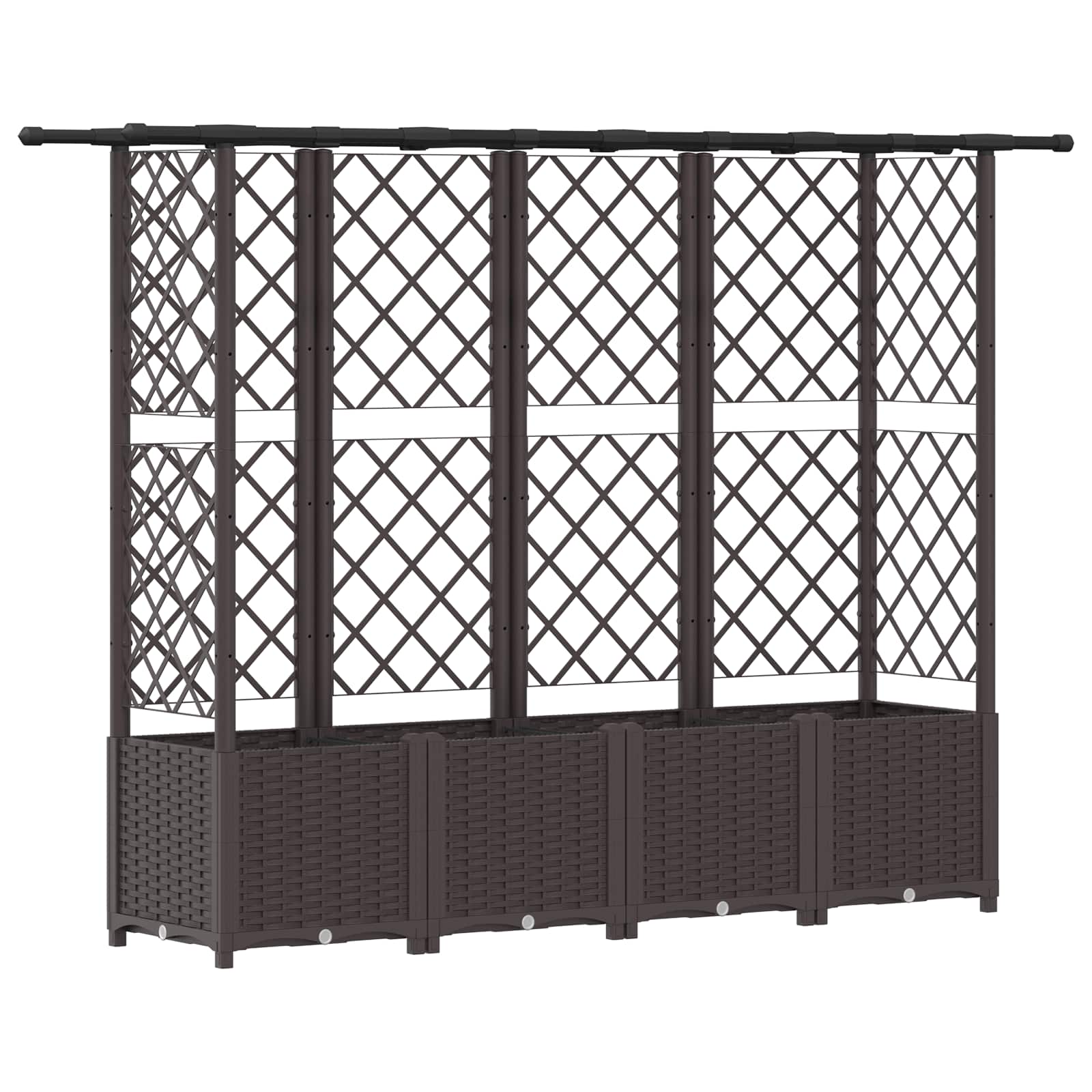 Magasított ágy trellis-szel és tetővel barna 202 x 40 x 138 cm