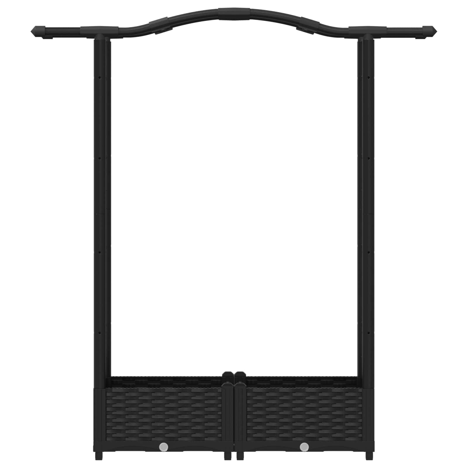 Magasított ágy trellis-szel és tetővel fekete 124 x 40 x 125 cm