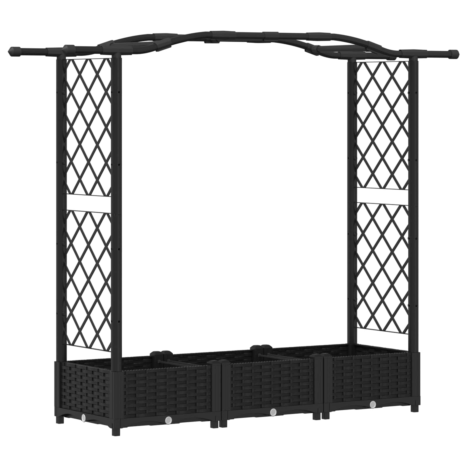 Magasított ágy trellis-szel és tetővel fekete 169 x 40 x 125 cm