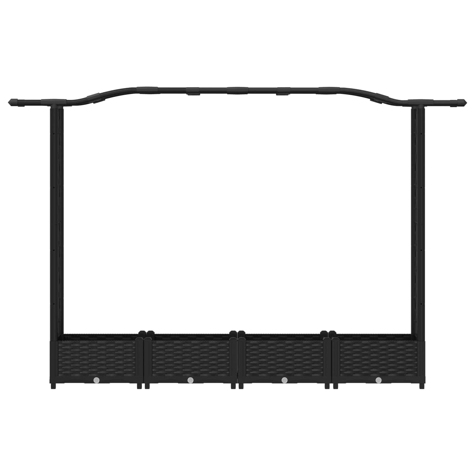 Magasított ágy trellis-szel és tetővel fekete 207 x 40 x 126 cm