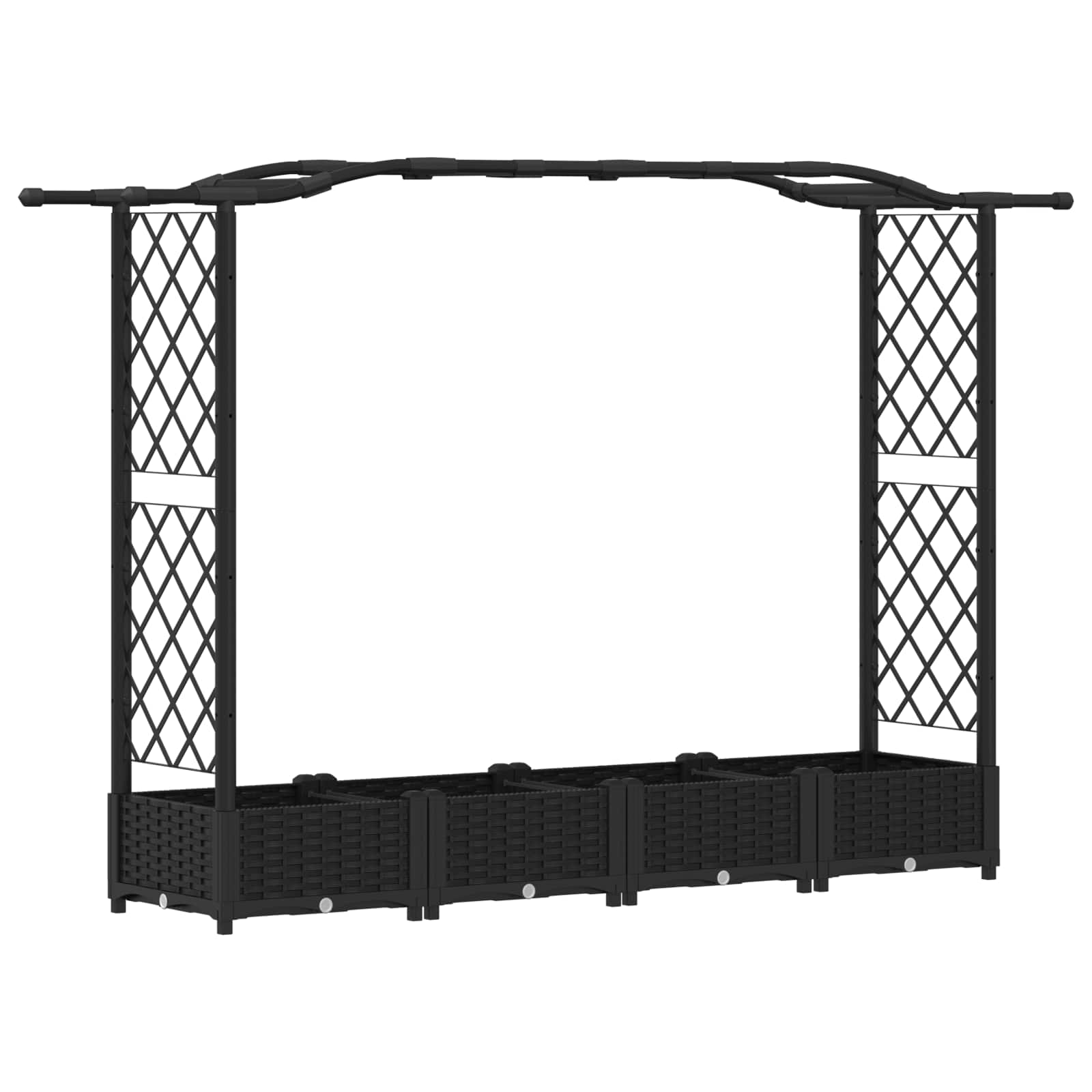 Magasított ágy trellis-szel és tetővel fekete 207 x 40 x 126 cm