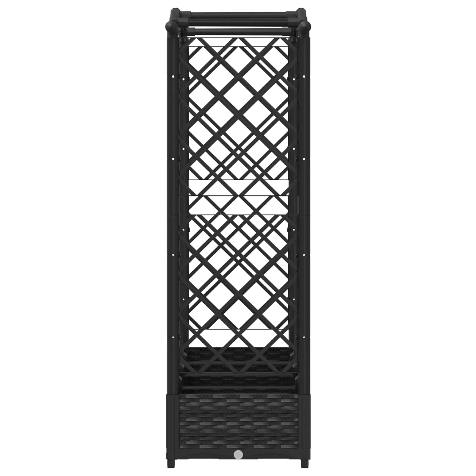Magasított ágy trellis-szel és tetővel fekete 207 x 40 x 126 cm