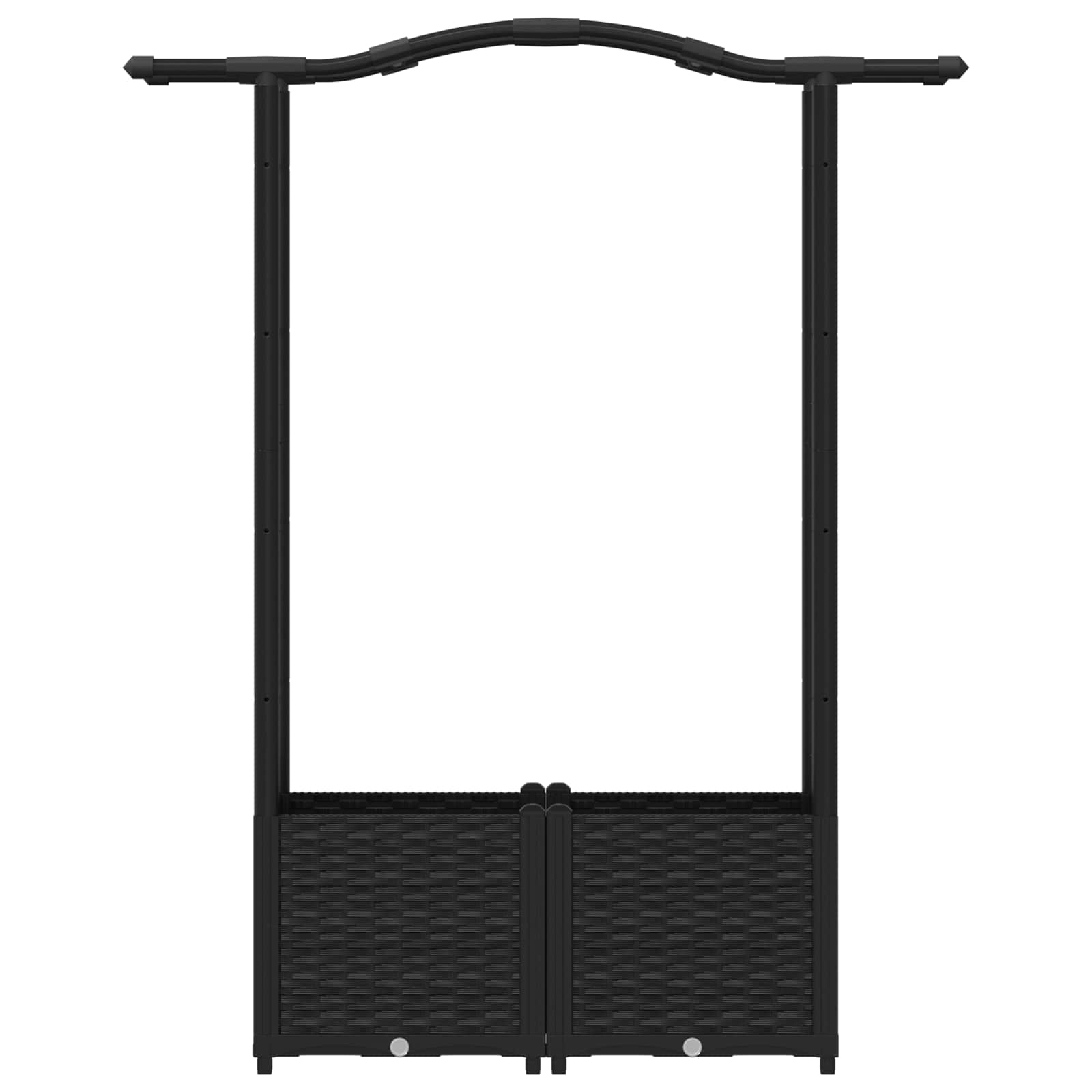 Magasított ágy trellis-szel és tetővel fekete 125 x 40 x 138 cm