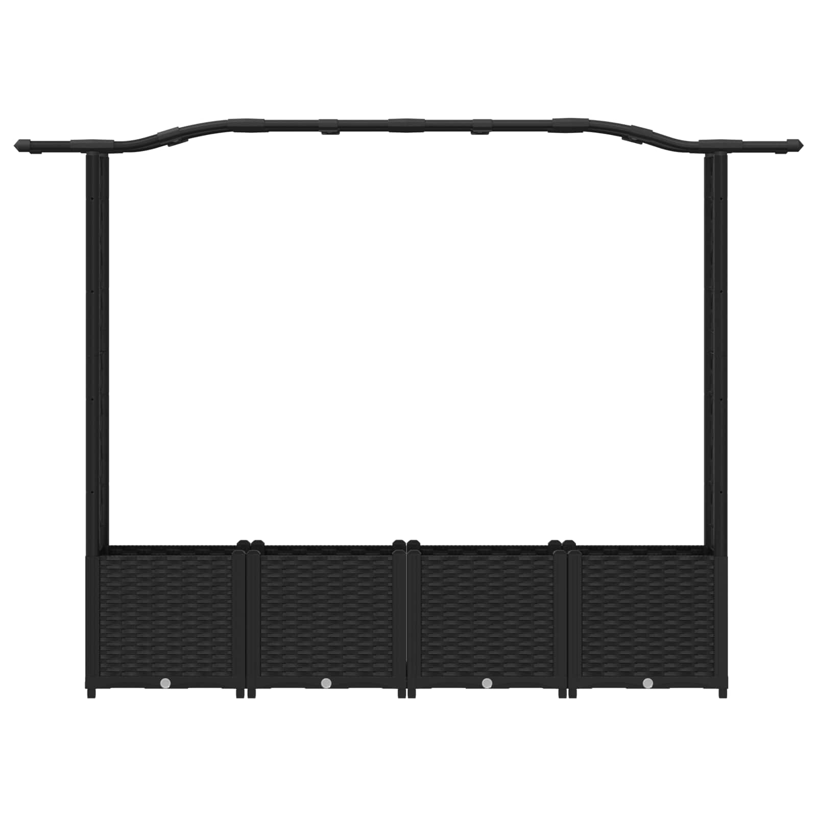 Magasított ágy trellis-szel és tetővel fekete 204 x 40 x 141 cm