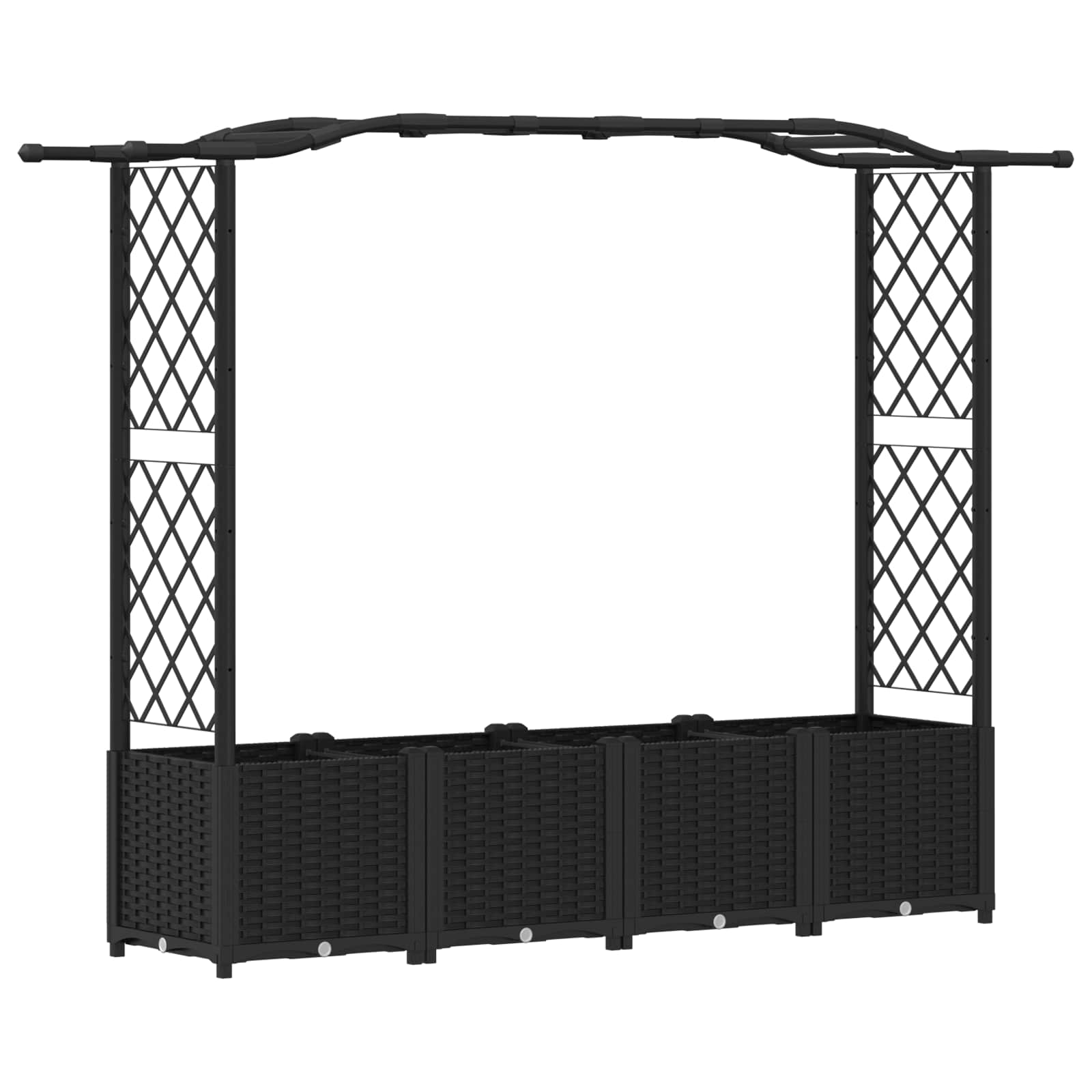 Magasított ágy trellis-szel és tetővel fekete 204 x 40 x 141 cm