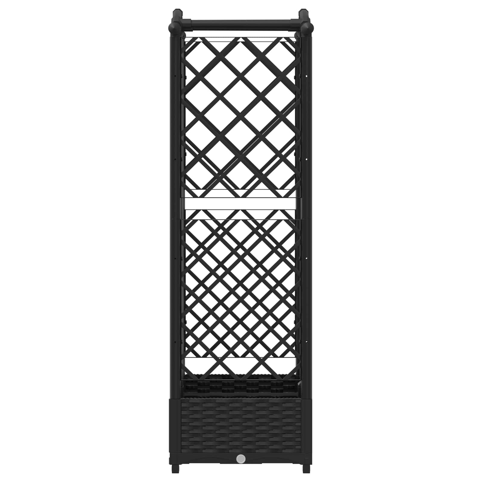 Magasított ágy trellis-szel és tetővel fekete 124 x 40 x 126 cm