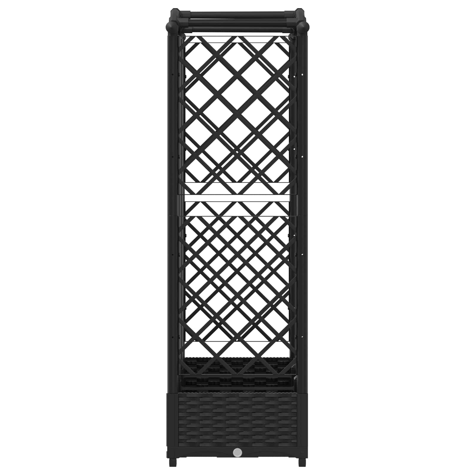 Magasított ágy trellis-szel és tetővel fekete 163 x 40 x 126 cm