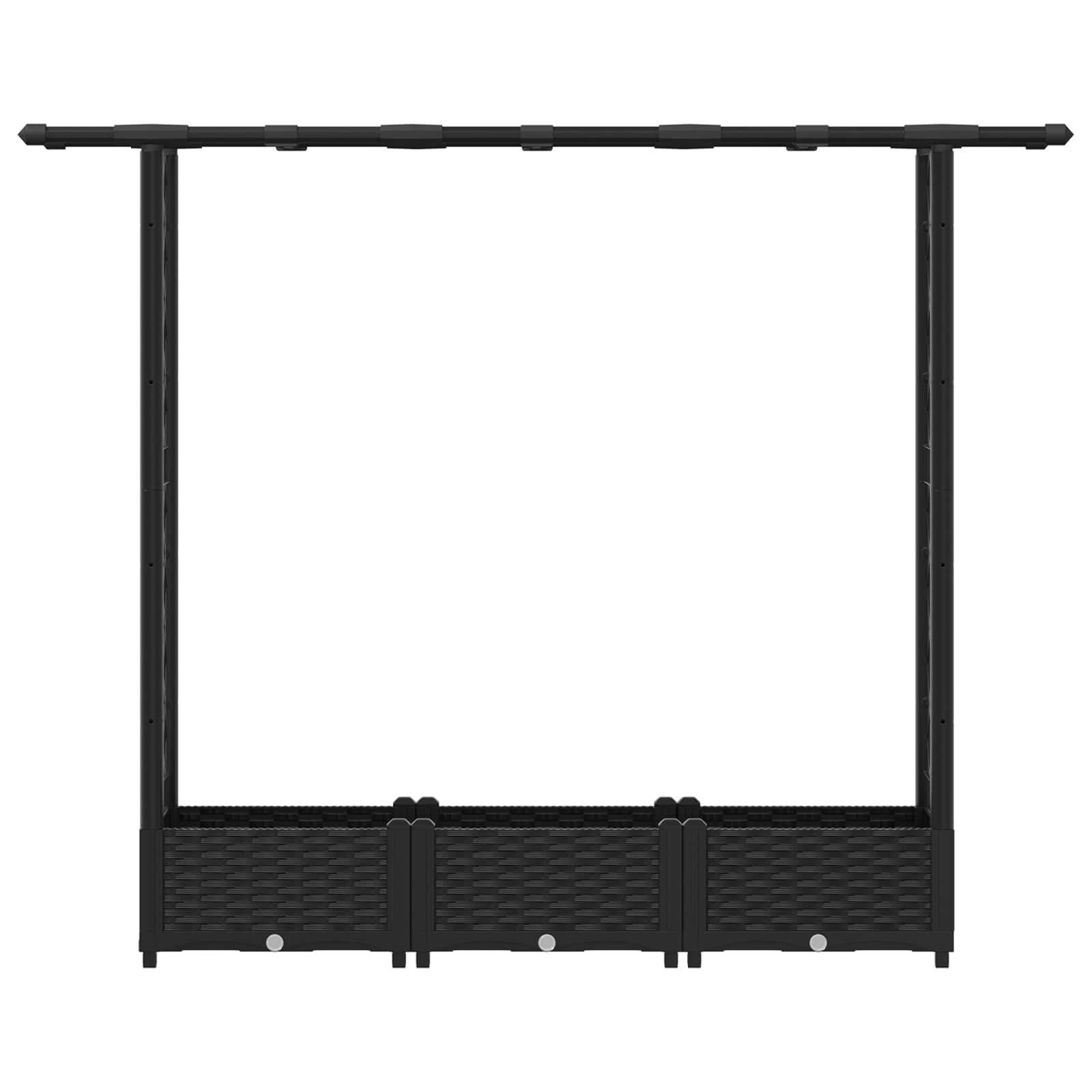 Magasított ágy trellis-szel és tetővel fekete 164 x 40 x 123 cm