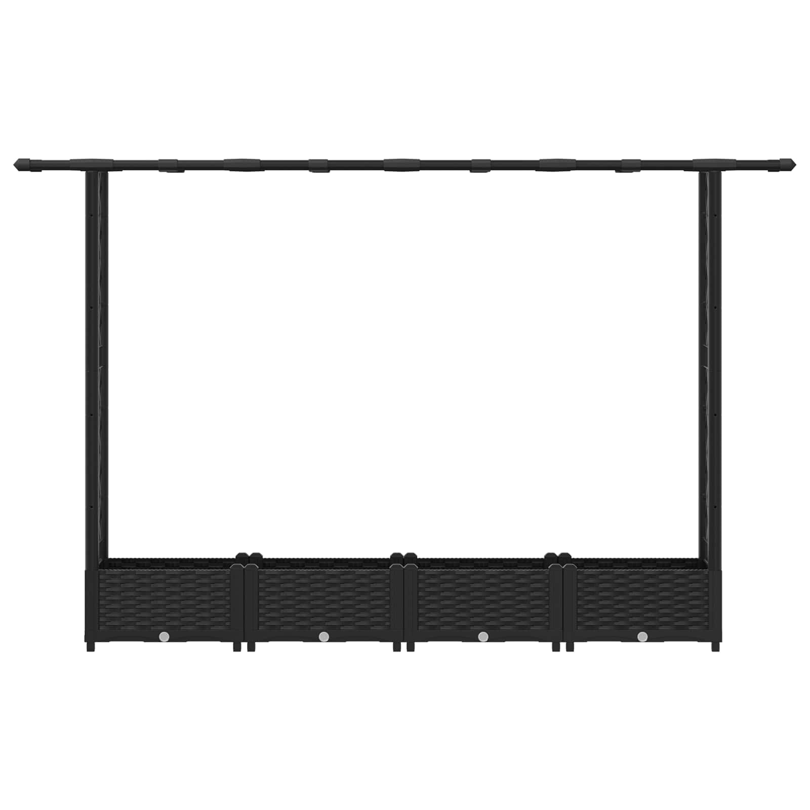 Magasított ágy trellis-szel és tetővel fekete 203 x 40 x 123 cm