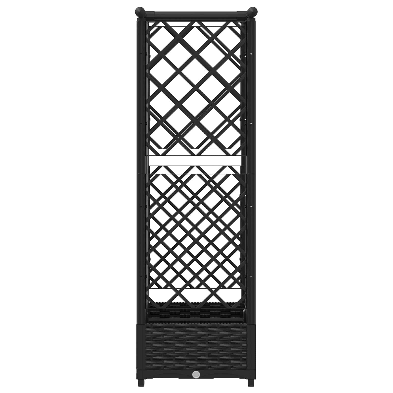 Magasított ágy trellis-szel és tetővel fekete 124 x 40 x 123 cm