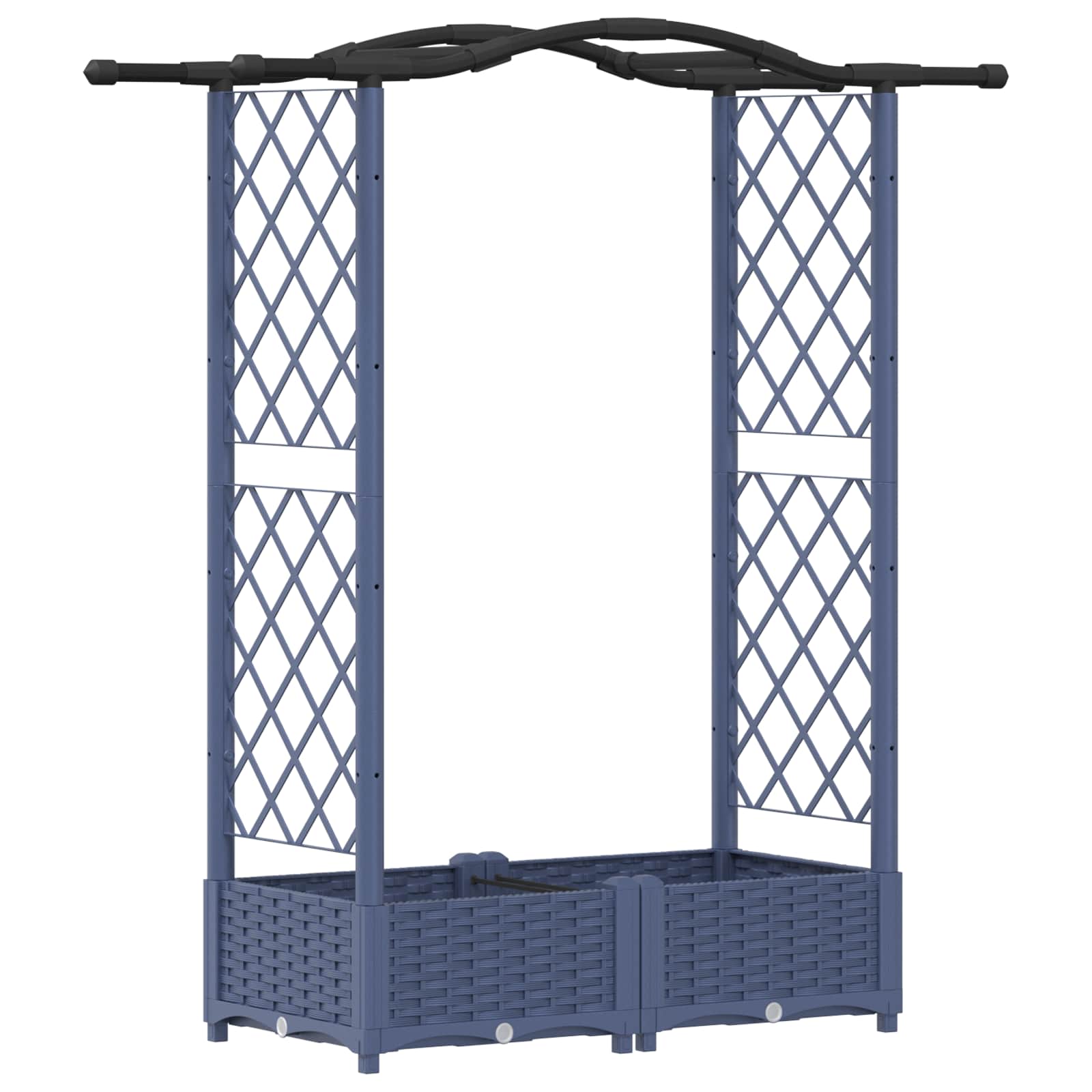 Magasított ágy trellis-szel és tetővel szürke 124 x 40 x 125 cm