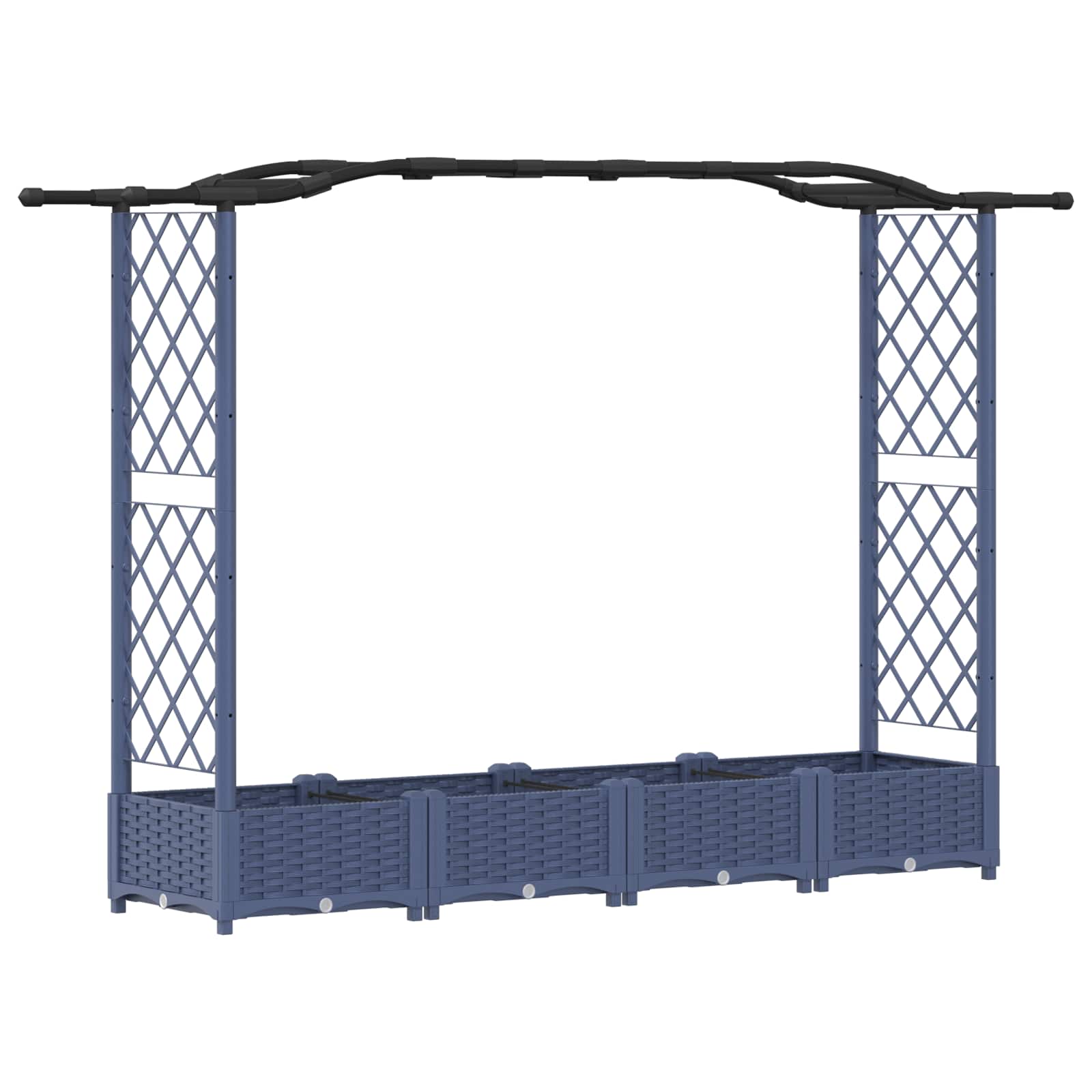 Magasított ágy trellis-szel és tetővel szürke 207 x 40 x 126 cm