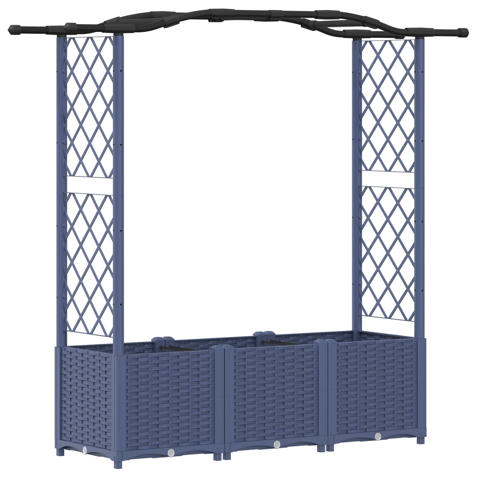 Magasított ágy trellis-szel és tetővel szürke 164 x 40 x 142 cm