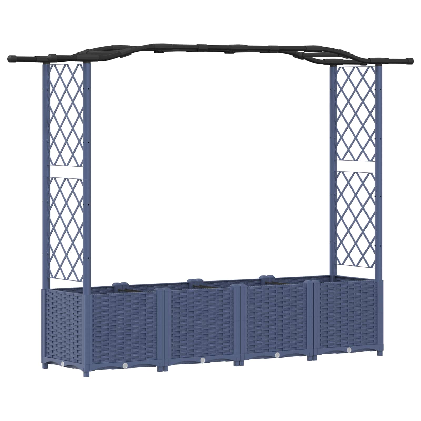 Magasított ágy trellis-szel és tetővel szürke 204 x 40 x 141 cm