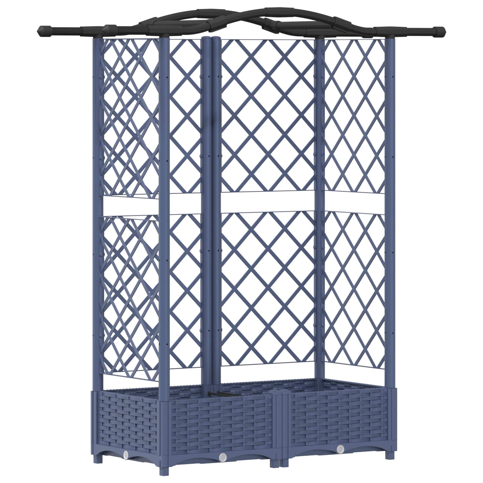 Magasított ágy trellis-szel és tetővel szürke 124 x 40 x 126 cm