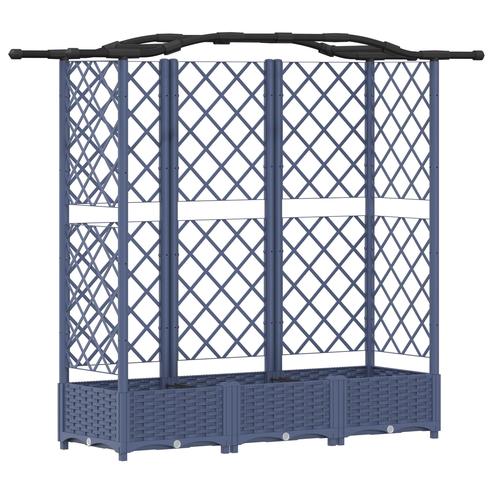 Magasított ágy trellis-szel és tetővel szürke 163 x 40 x 126 cm