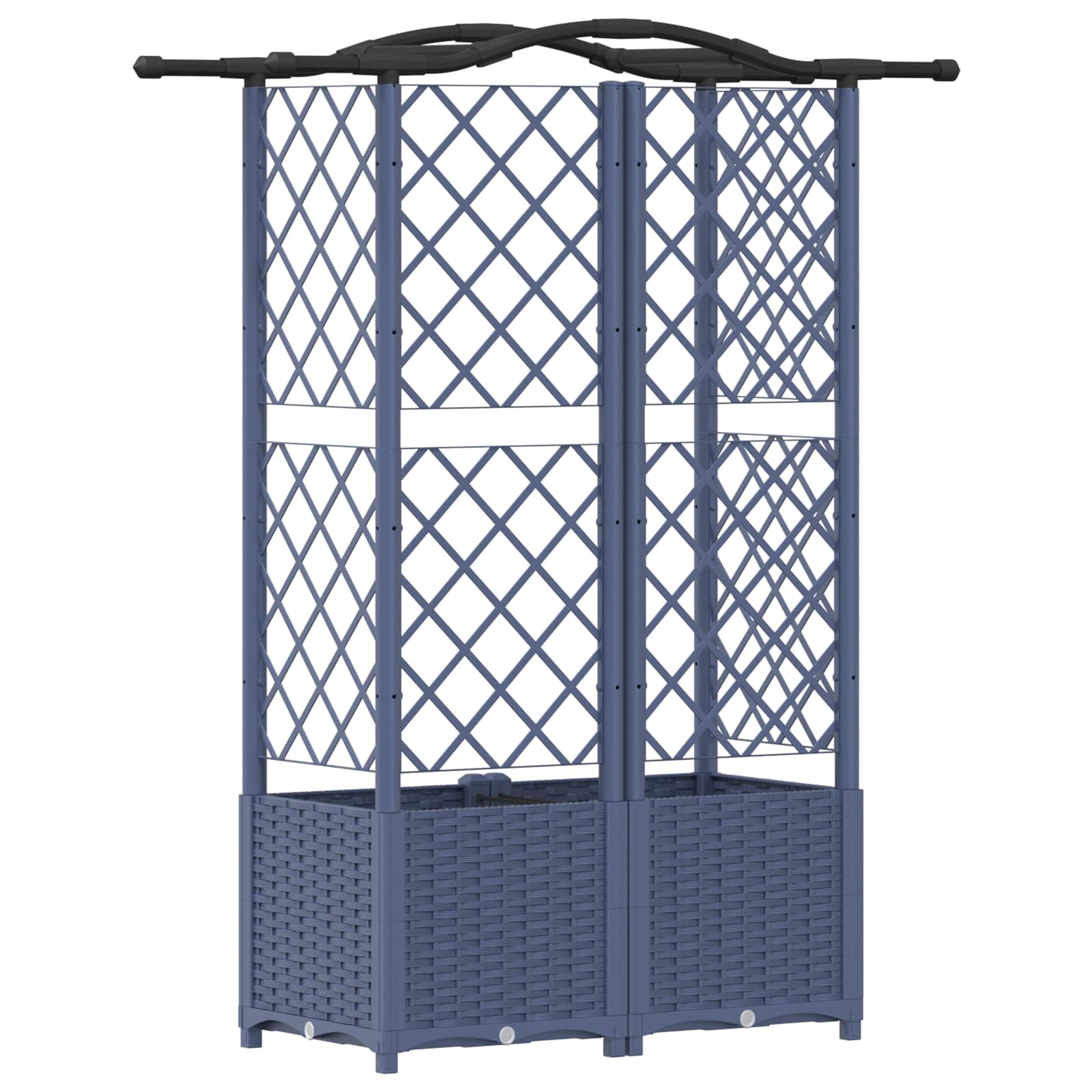 Magasított ágy trellis-szel és tetővel szürke 122 x 40 x 141 cm