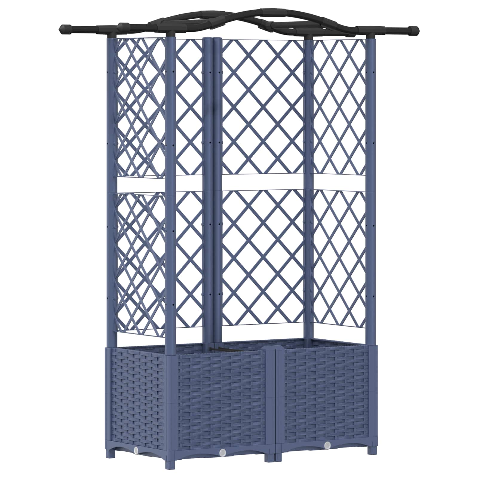 Magasított ágy trellis-szel és tetővel szürke 122 x 40 x 141 cm