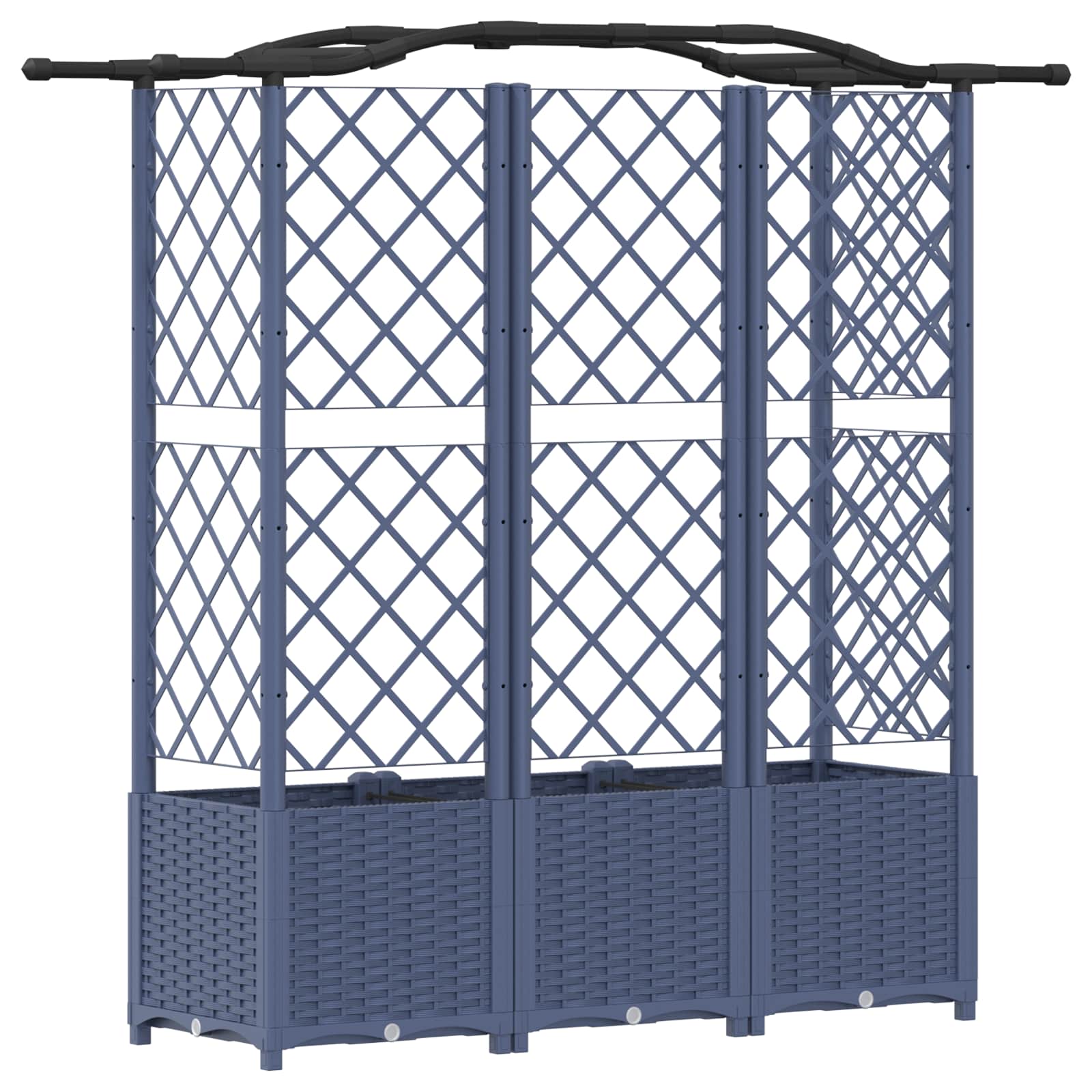 Magasított ágy trellis-szel és tetővel szürke 163 x 40 x 141 cm