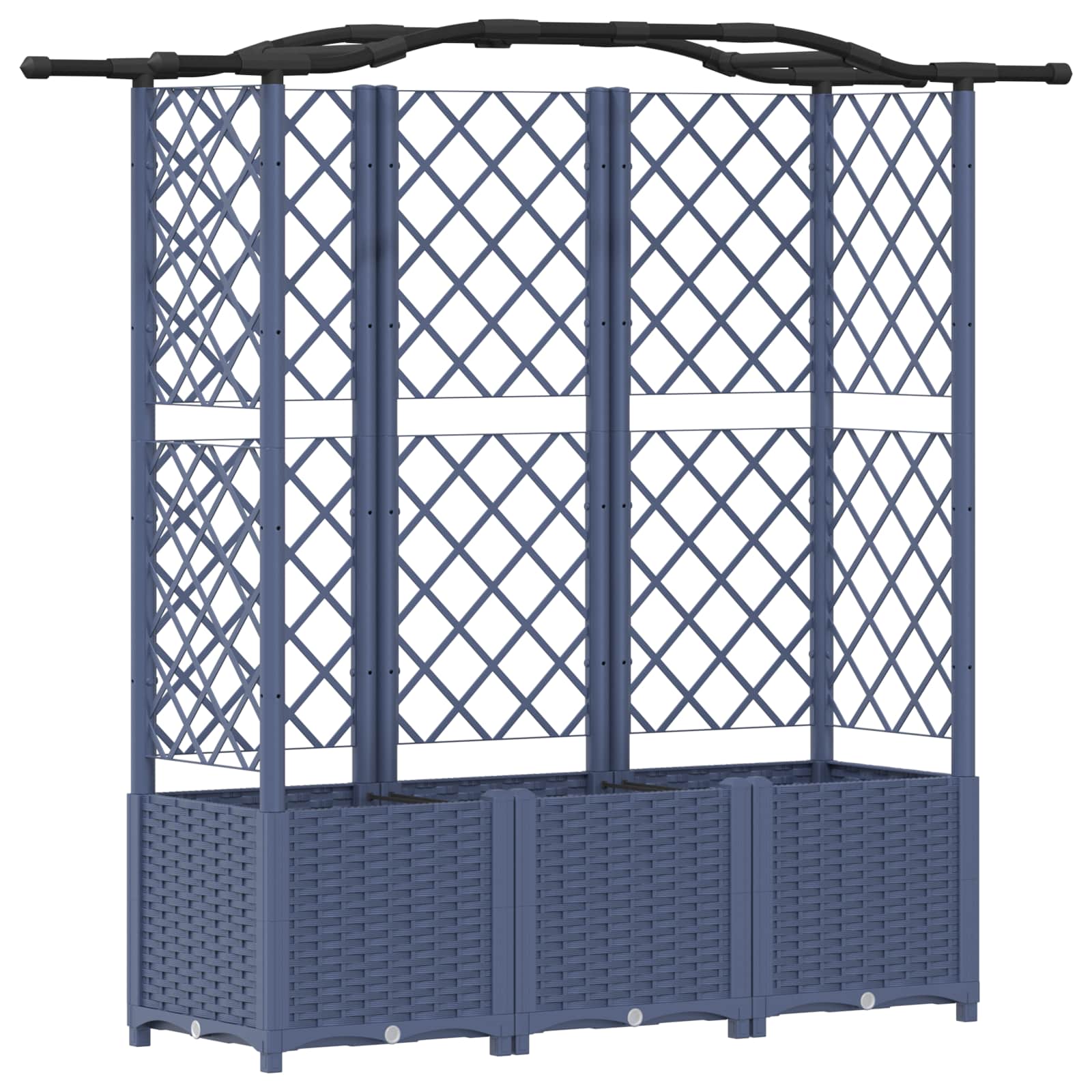 Magasított ágy trellis-szel és tetővel szürke 163 x 40 x 141 cm