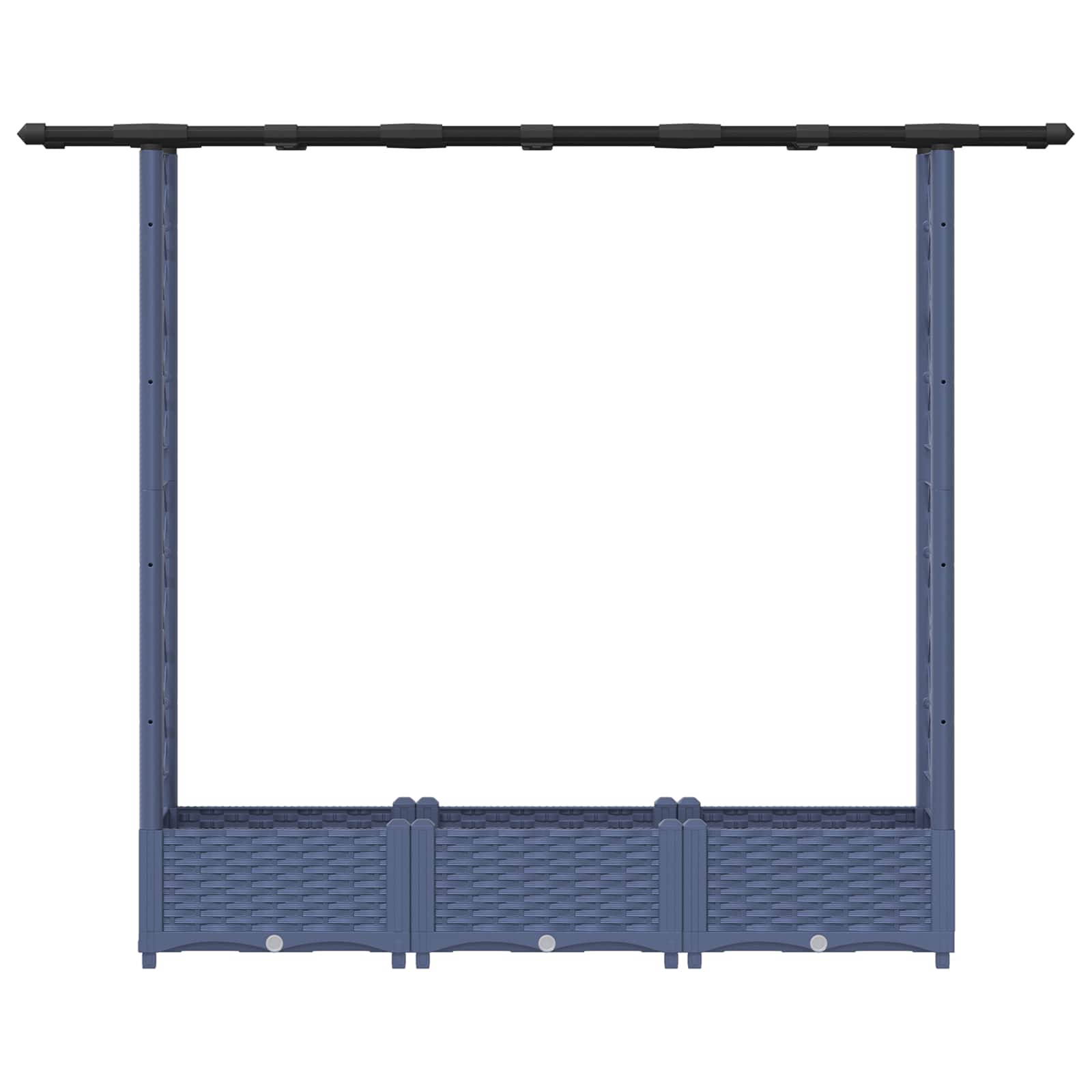 Magasított ágy trellis-szel és tetővel szürke 164 x 40 x 123 cm