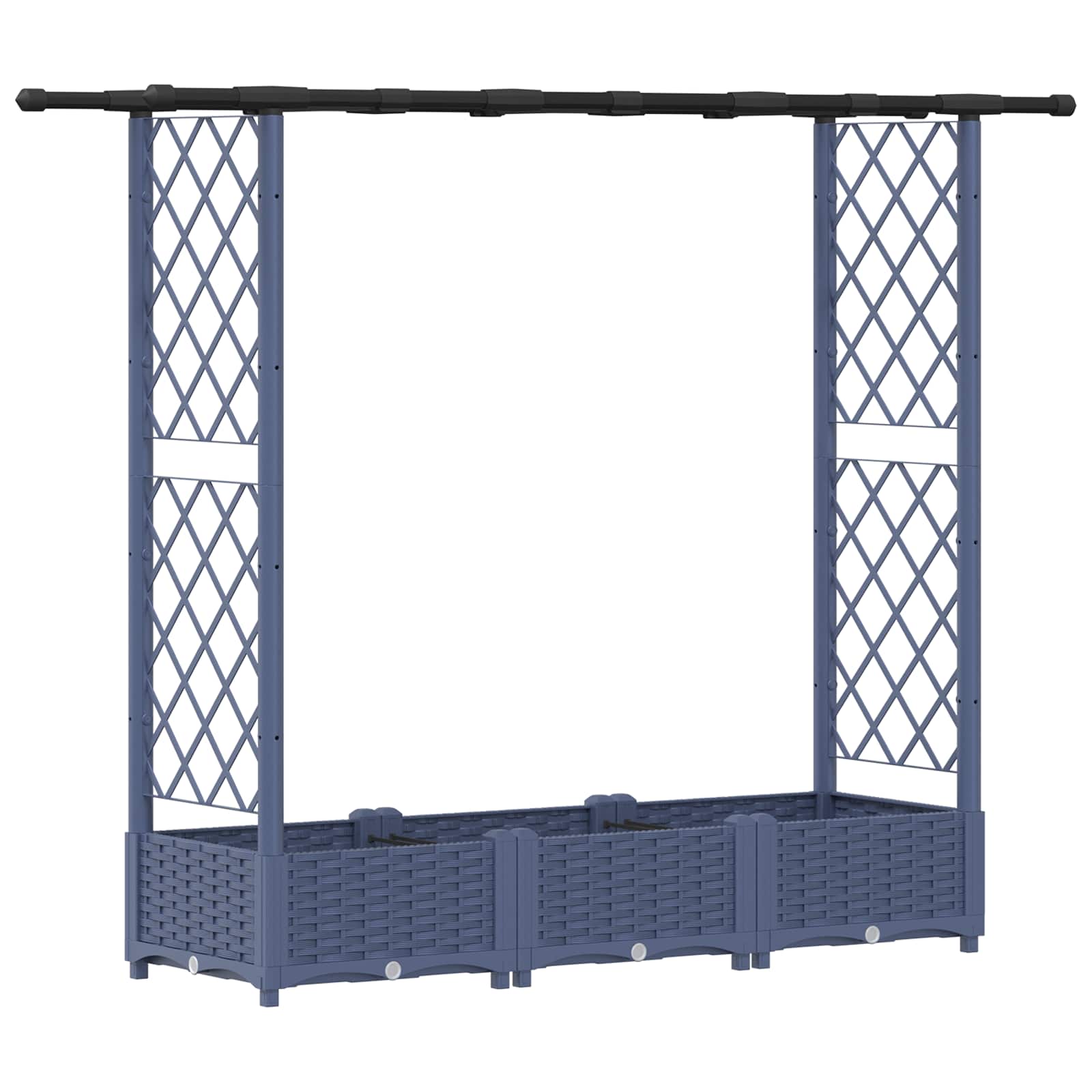 Magasított ágy trellis-szel és tetővel szürke 164 x 40 x 123 cm