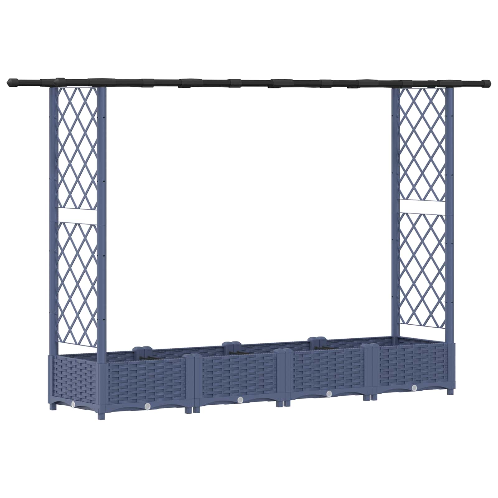 Magasított ágy trellis-szel és tetővel szürke 203 x 40 x 123 cm