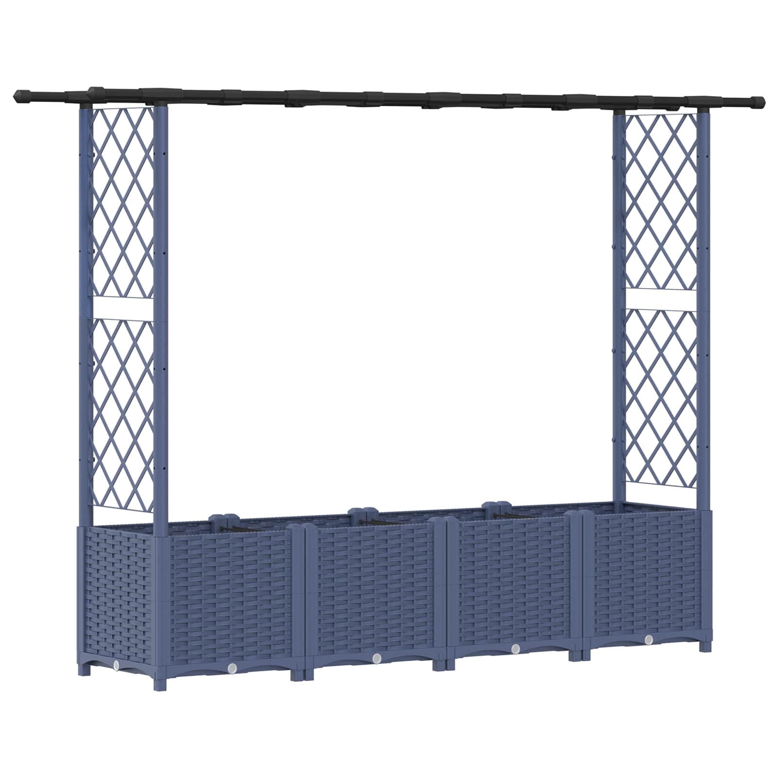 Magasított ágy trellis-szel és tetővel szürke 203 x 40 x 138 cm