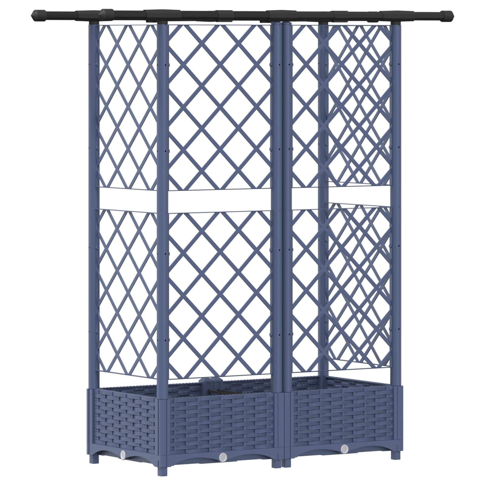Magasított ágy trellis-szel és tetővel szürke 124 x 40 x 123 cm