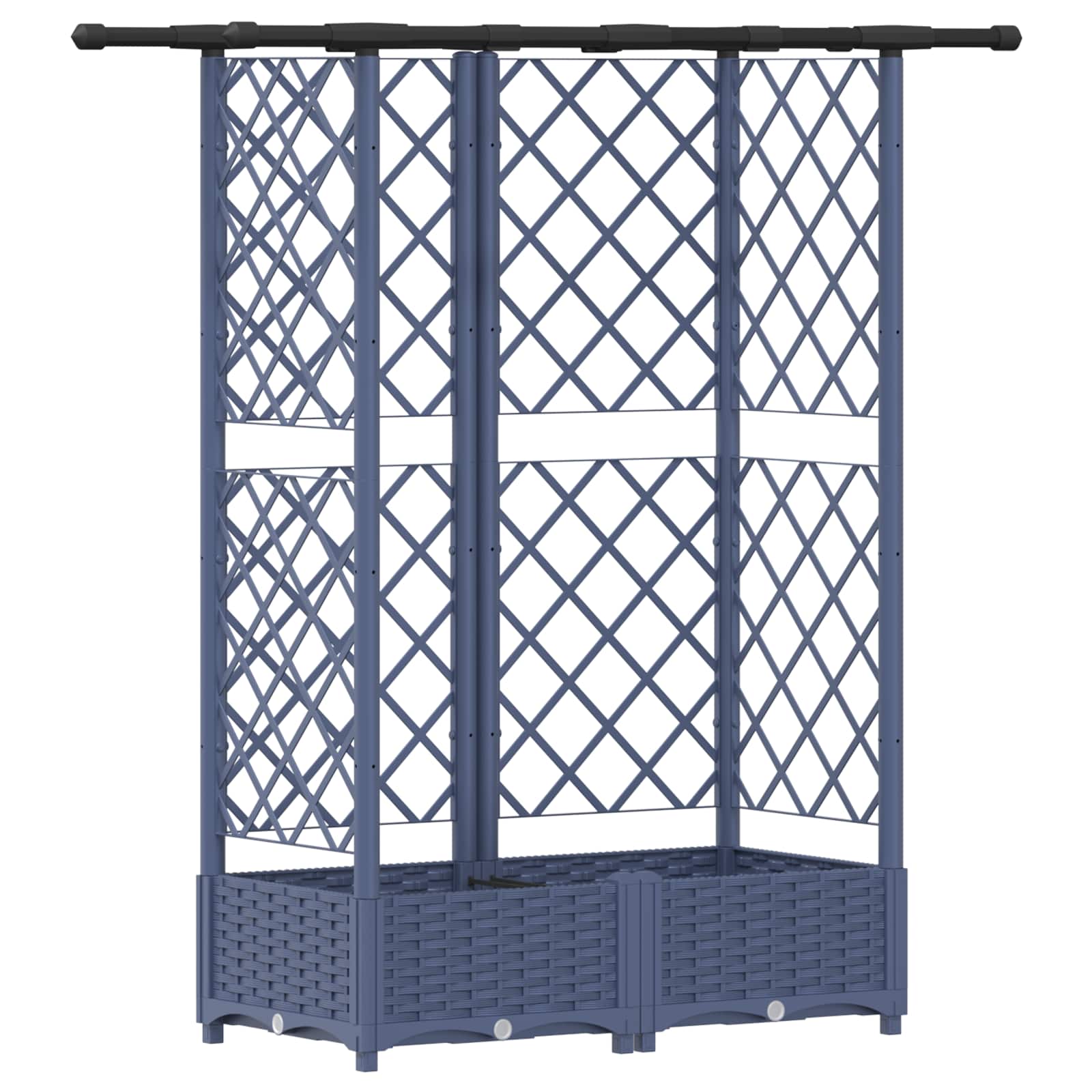 Magasított ágy trellis-szel és tetővel szürke 124 x 40 x 123 cm