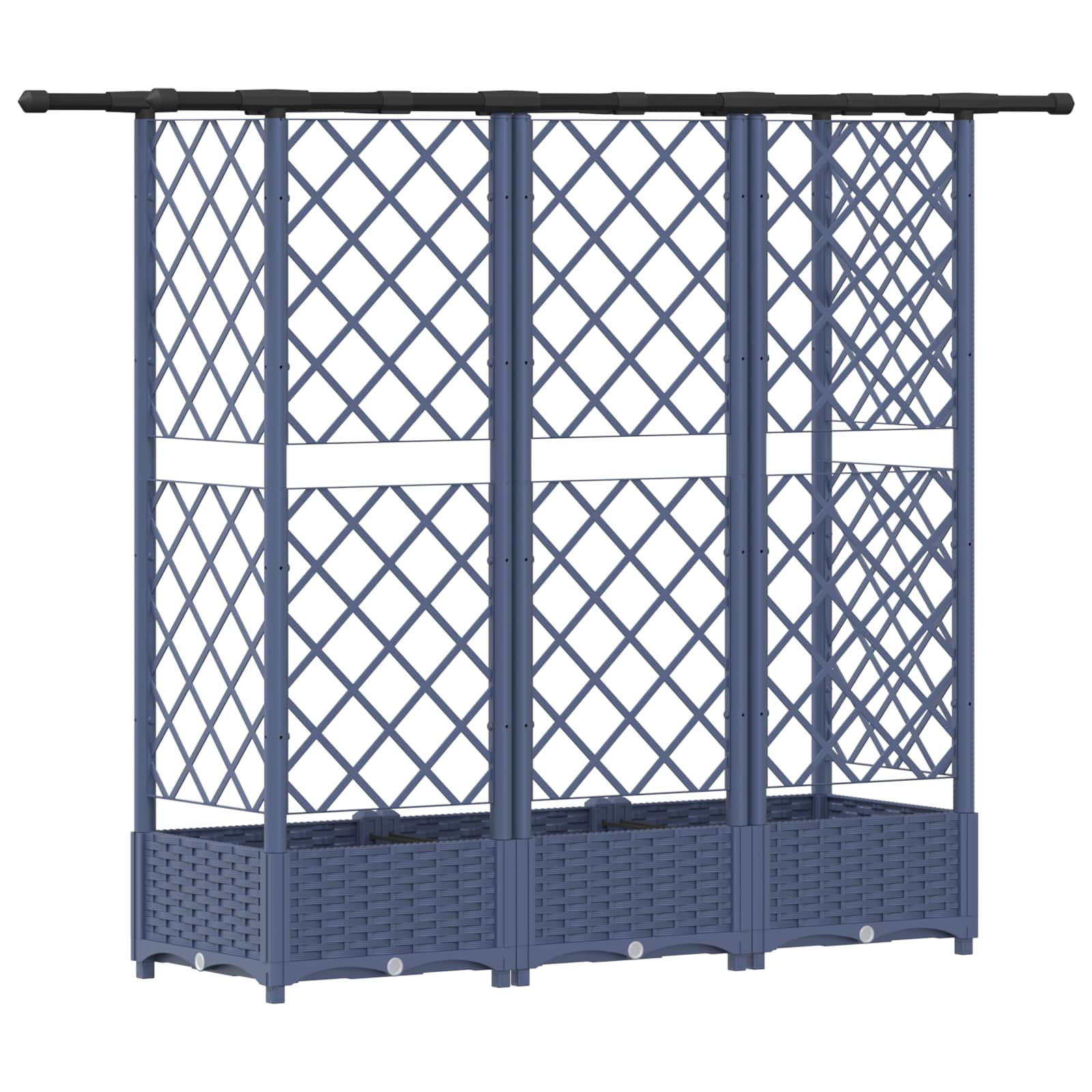 Magasított ágy trellis-szel és tetővel szürke 164 x 40 x 123 cm