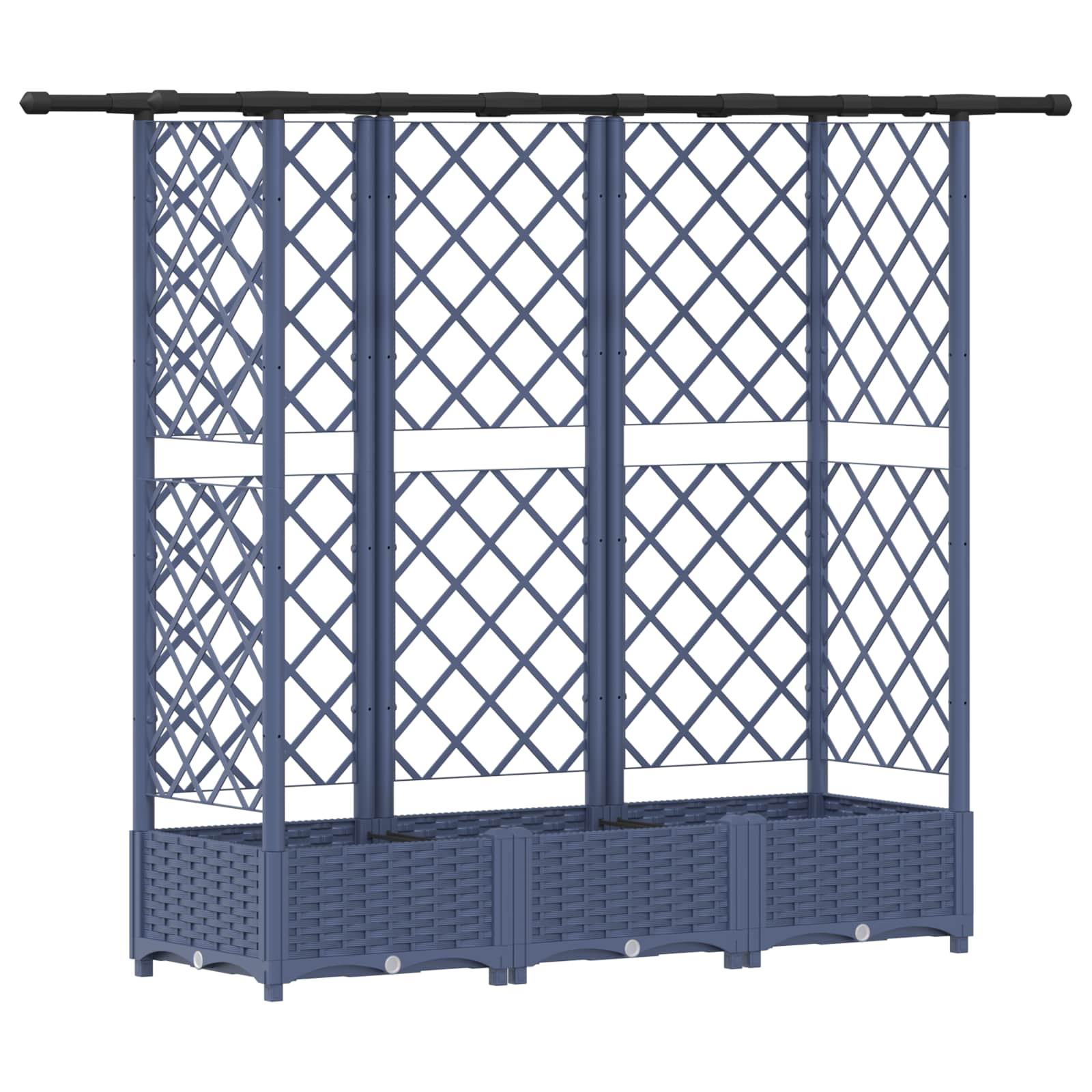 Magasított ágy trellis-szel és tetővel szürke 164 x 40 x 123 cm