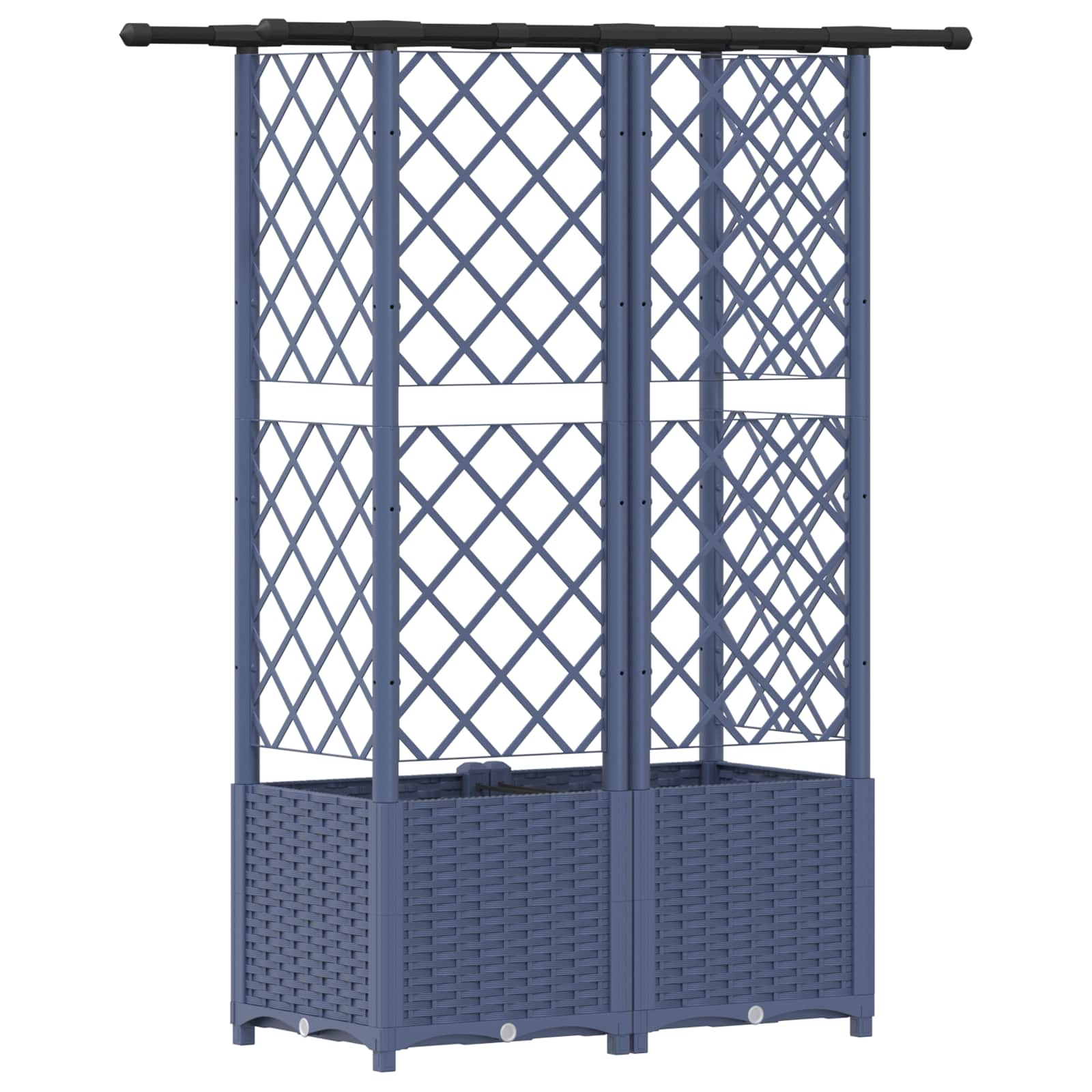 Magasított ágy trellis-szel és tetővel szürke 124 x 40 x 138 cm