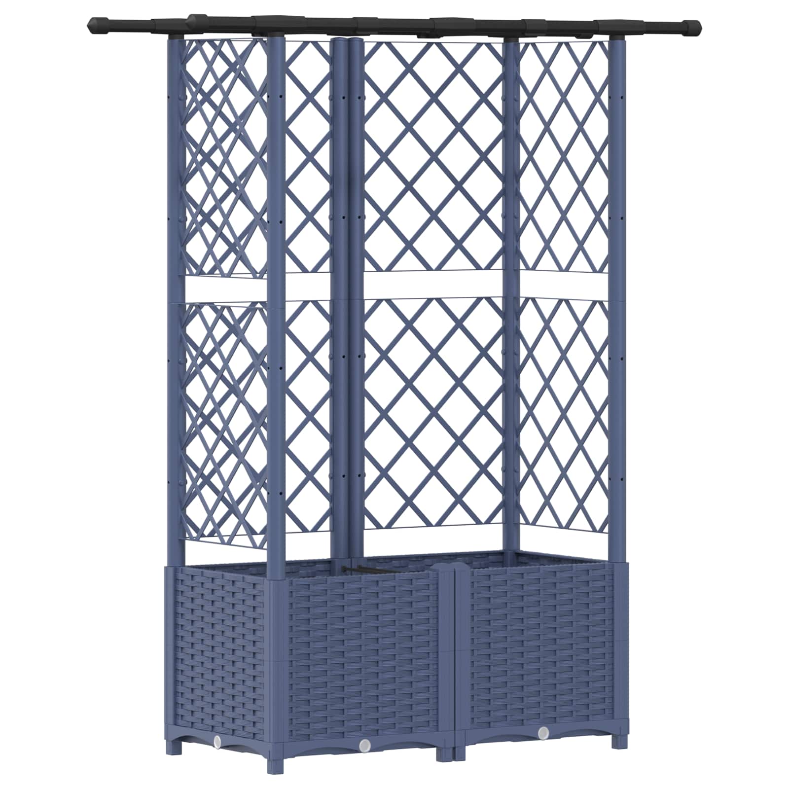 Magasított ágy trellis-szel és tetővel szürke 124 x 40 x 138 cm