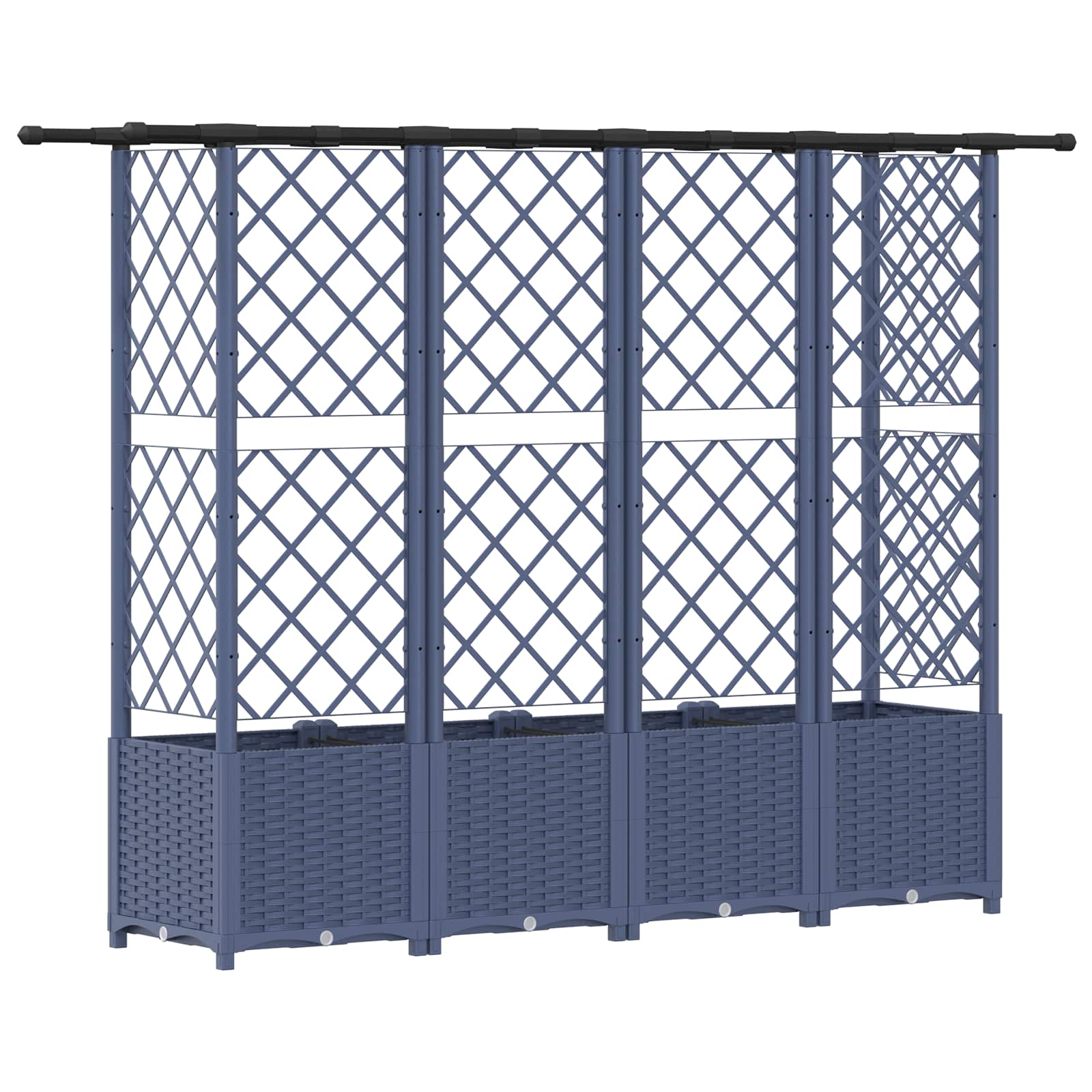 Magasított ágy trellis-szel és tetővel szürke 202 x 40 x 138 cm