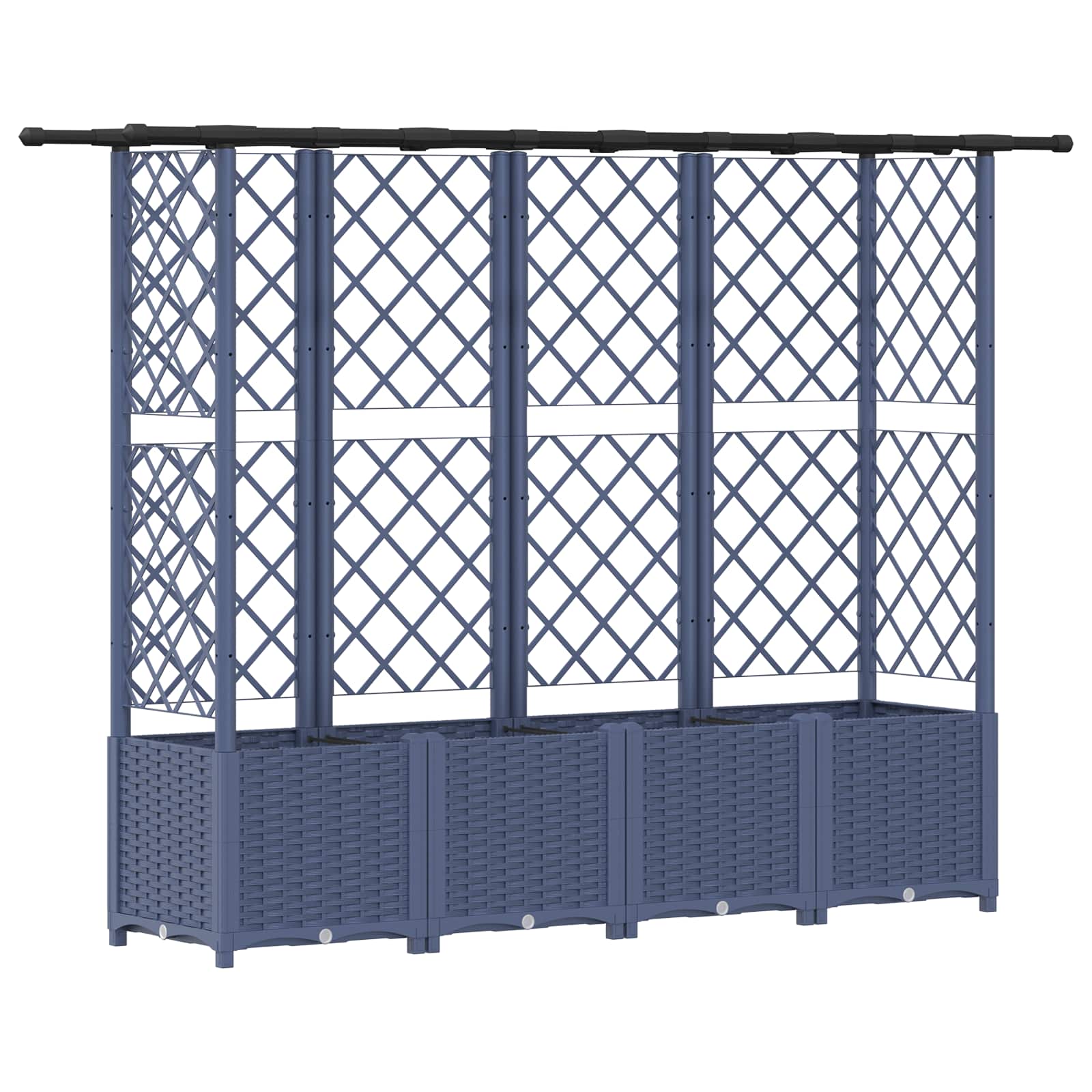 Magasított ágy trellis-szel és tetővel szürke 202 x 40 x 138 cm