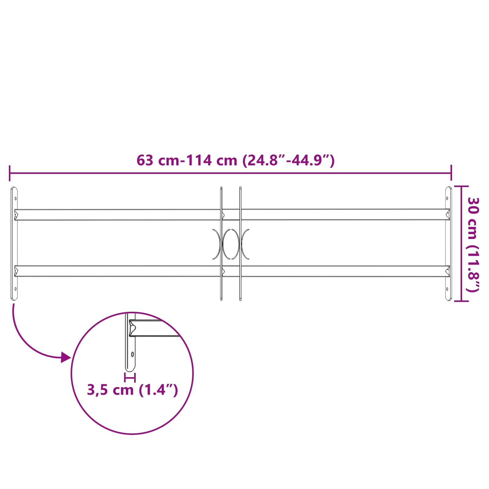 Ablakokhoz való biztonsági rács 2 keresztgerendával 3 pcs
