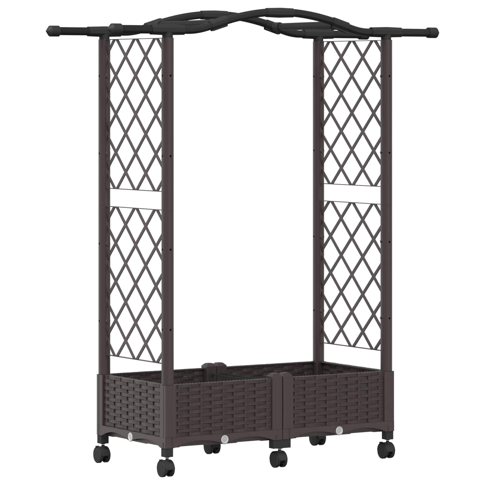 Magasított ágy trellis-szel és tetővel barna 124 x 40 x 129 cm