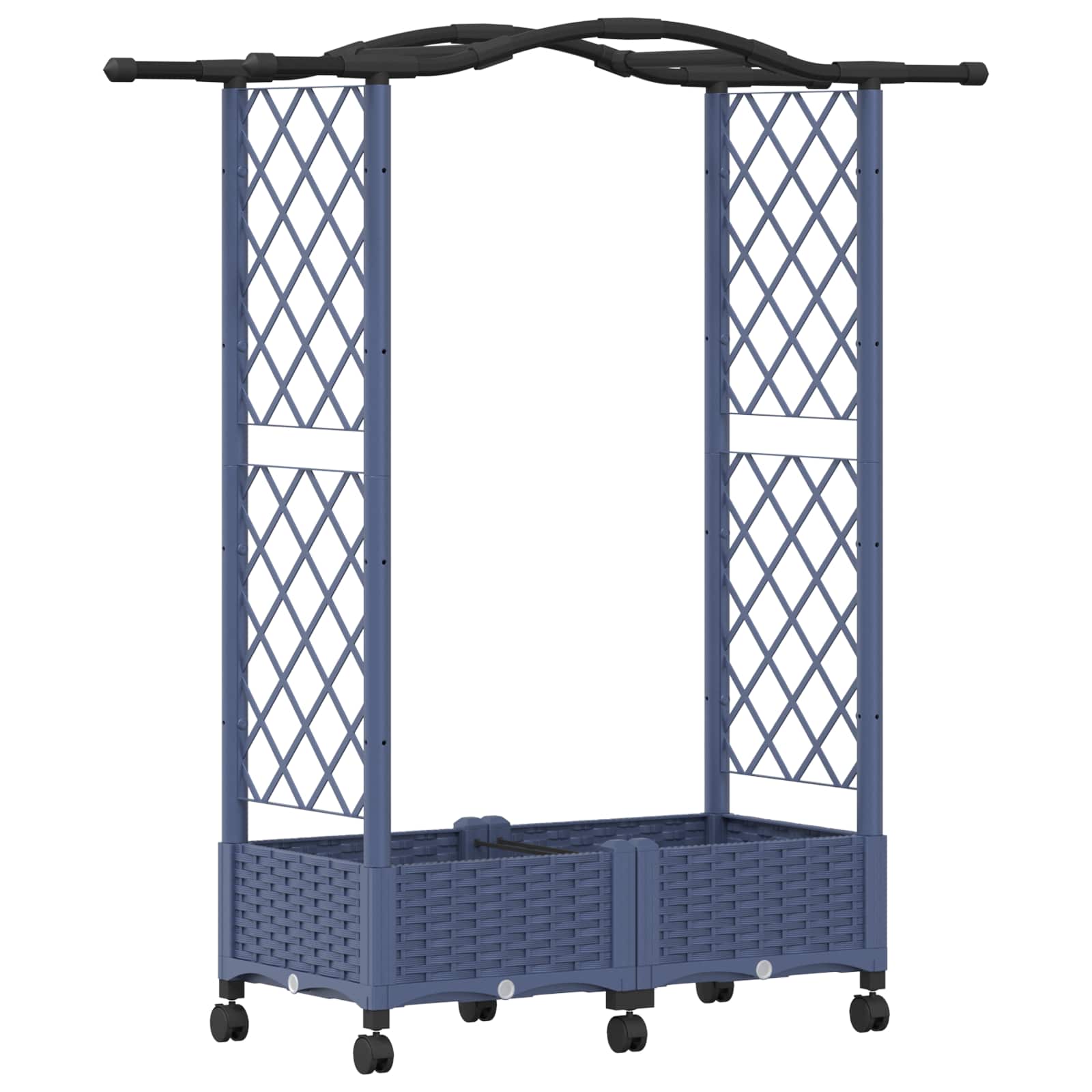 Magasított ágy trellis-szel és tetővel szürke 124 x 40 x 129 cm