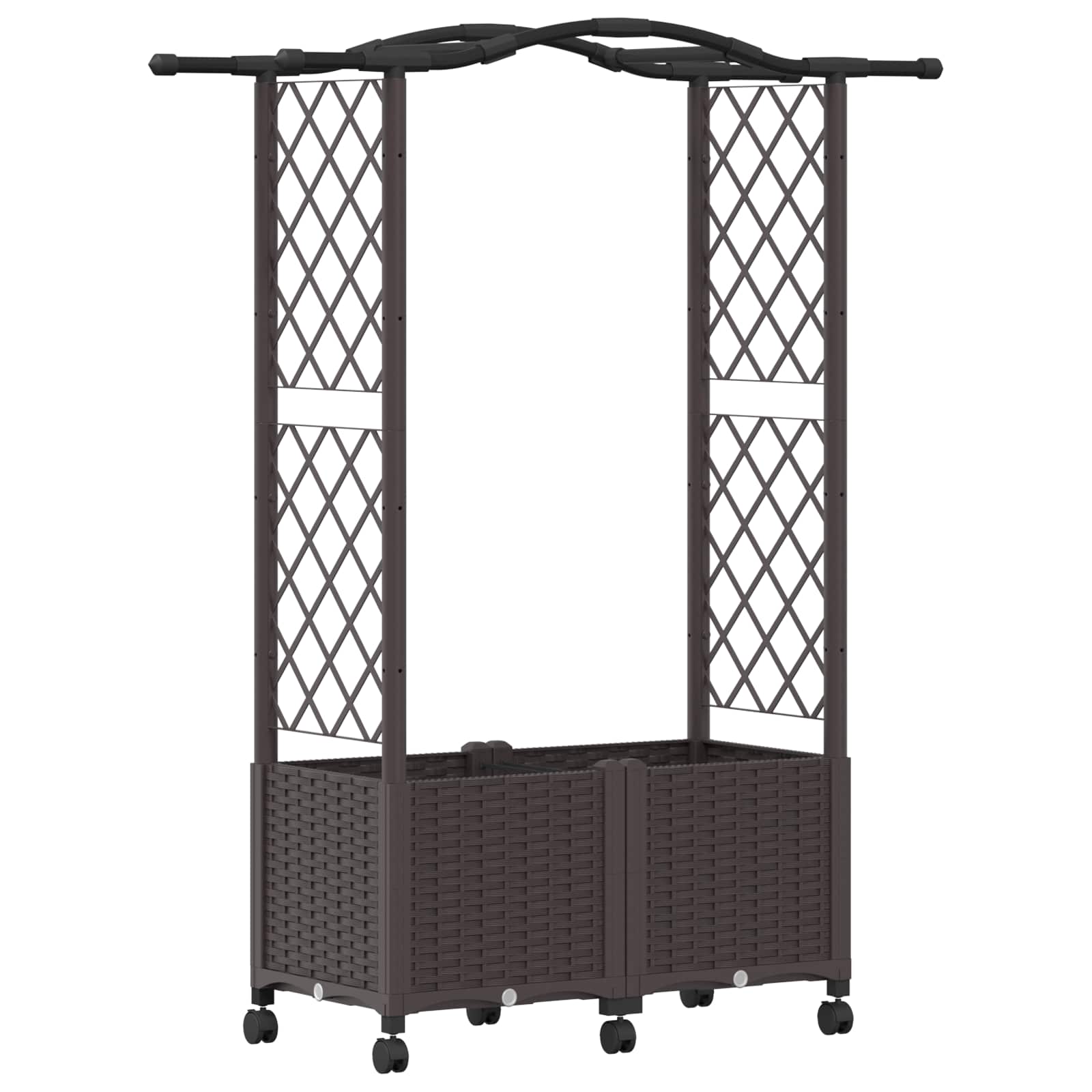 Magasított ágy trellis-szel és tetővel barna 125 x 40 x 144 cm