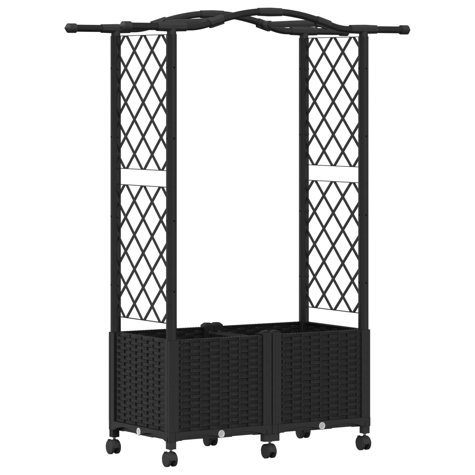 Magasított ágy trellis-szel és tetővel fekete 125 x 40 x 144 cm