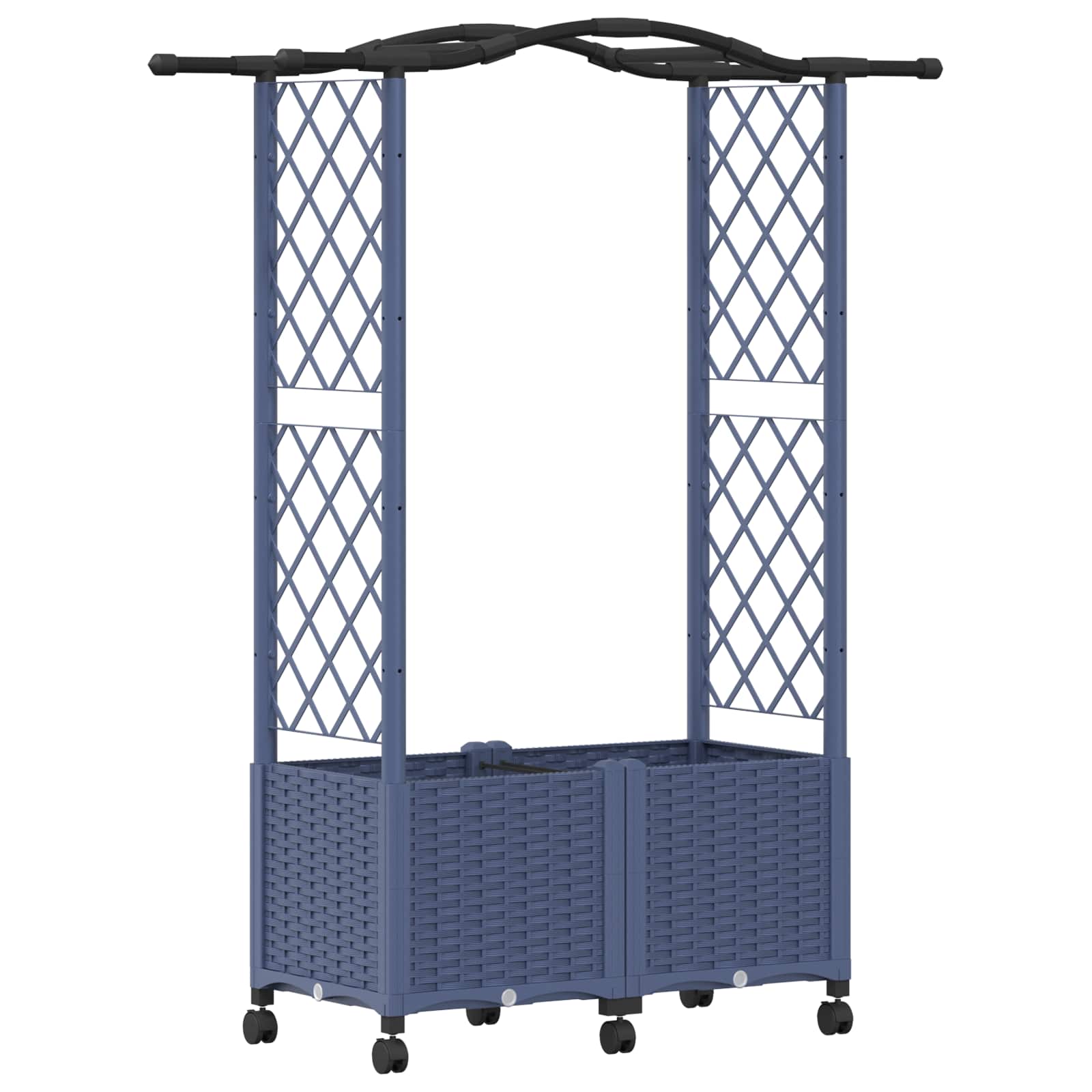 Magasított ágy trellis-szel és tetővel szürke 125 x 40 x 144 cm