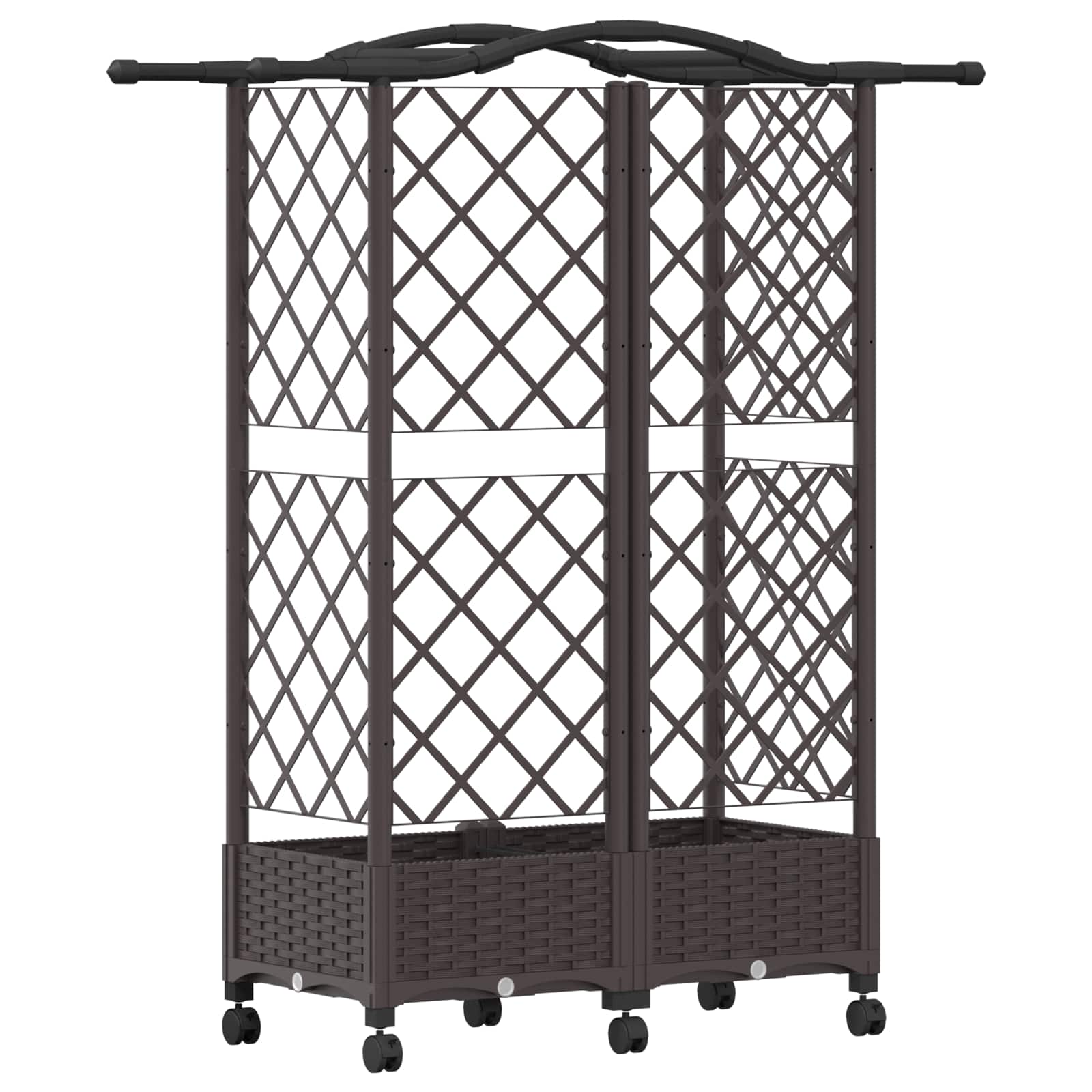 Magasított ágy trellis-szel és tetővel barna 124 x 40 x 129 cm