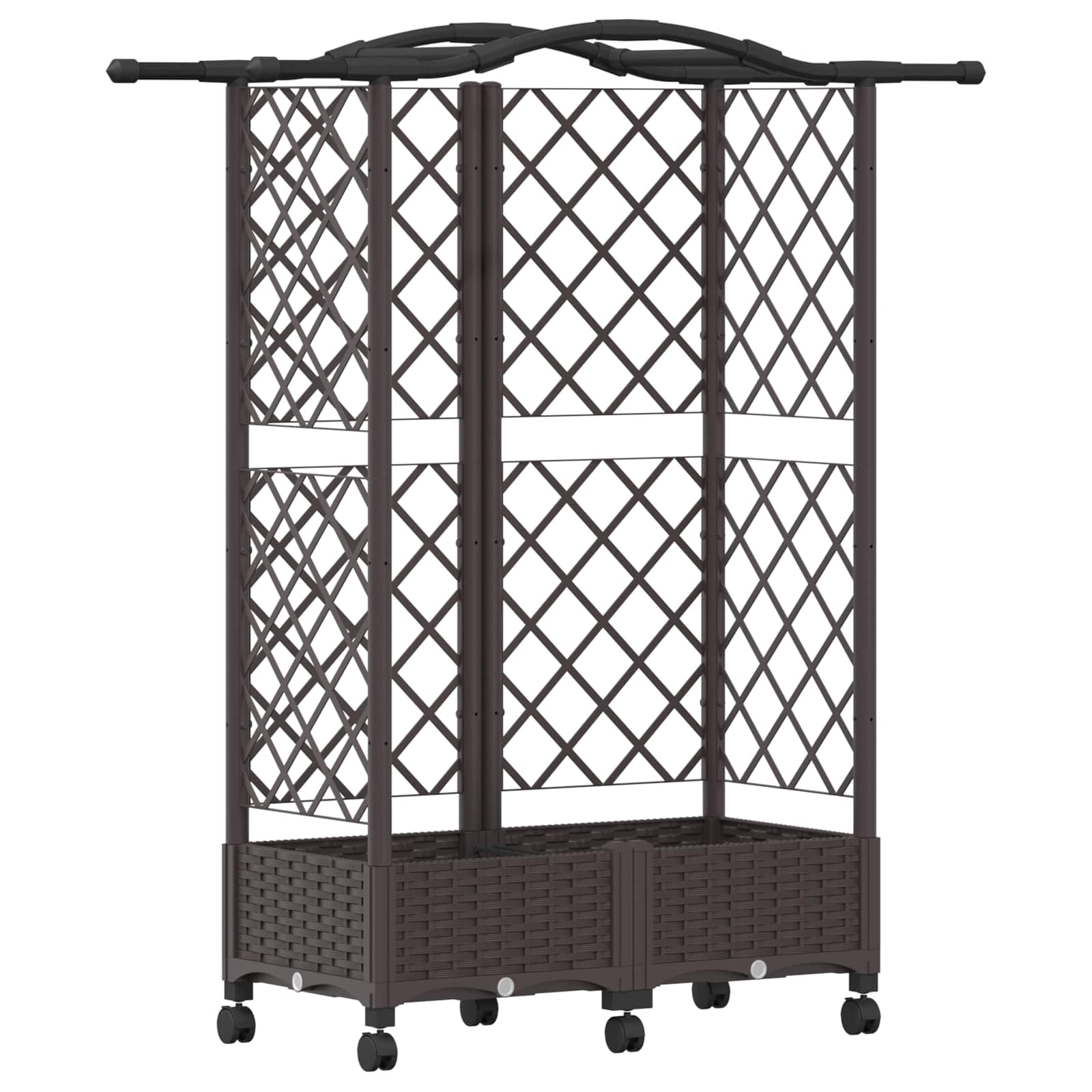 Magasított ágy trellis-szel és tetővel barna 124 x 40 x 129 cm
