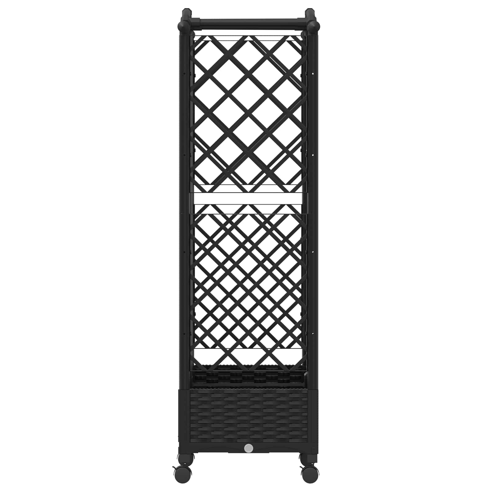 Magasított ágy trellis-szel és tetővel fekete 124 x 40 x 129 cm