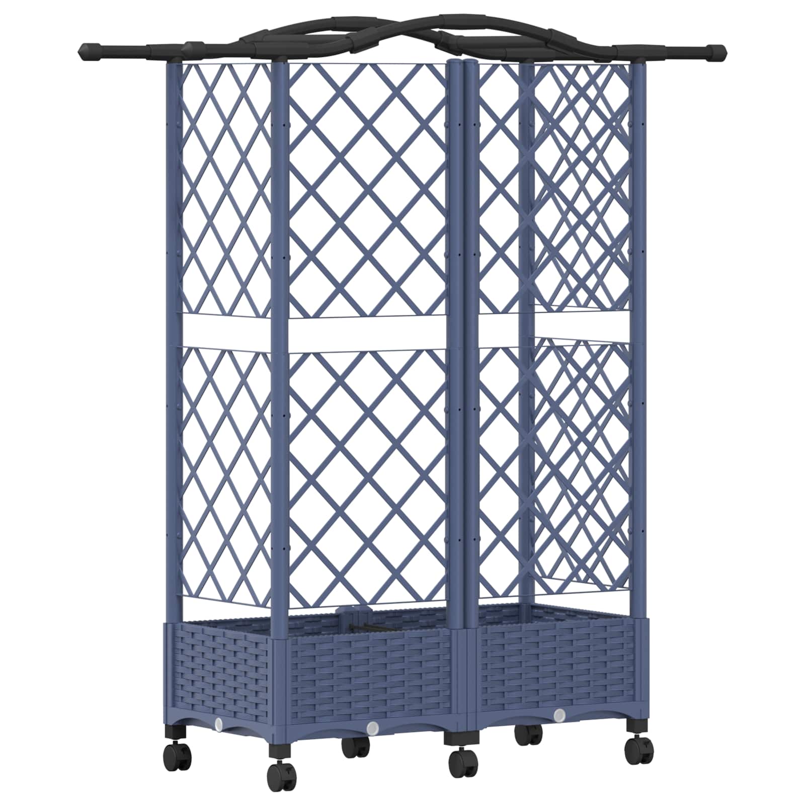 Magasított ágy trellis-szel és tetővel szürke 124 x 40 x 129 cm